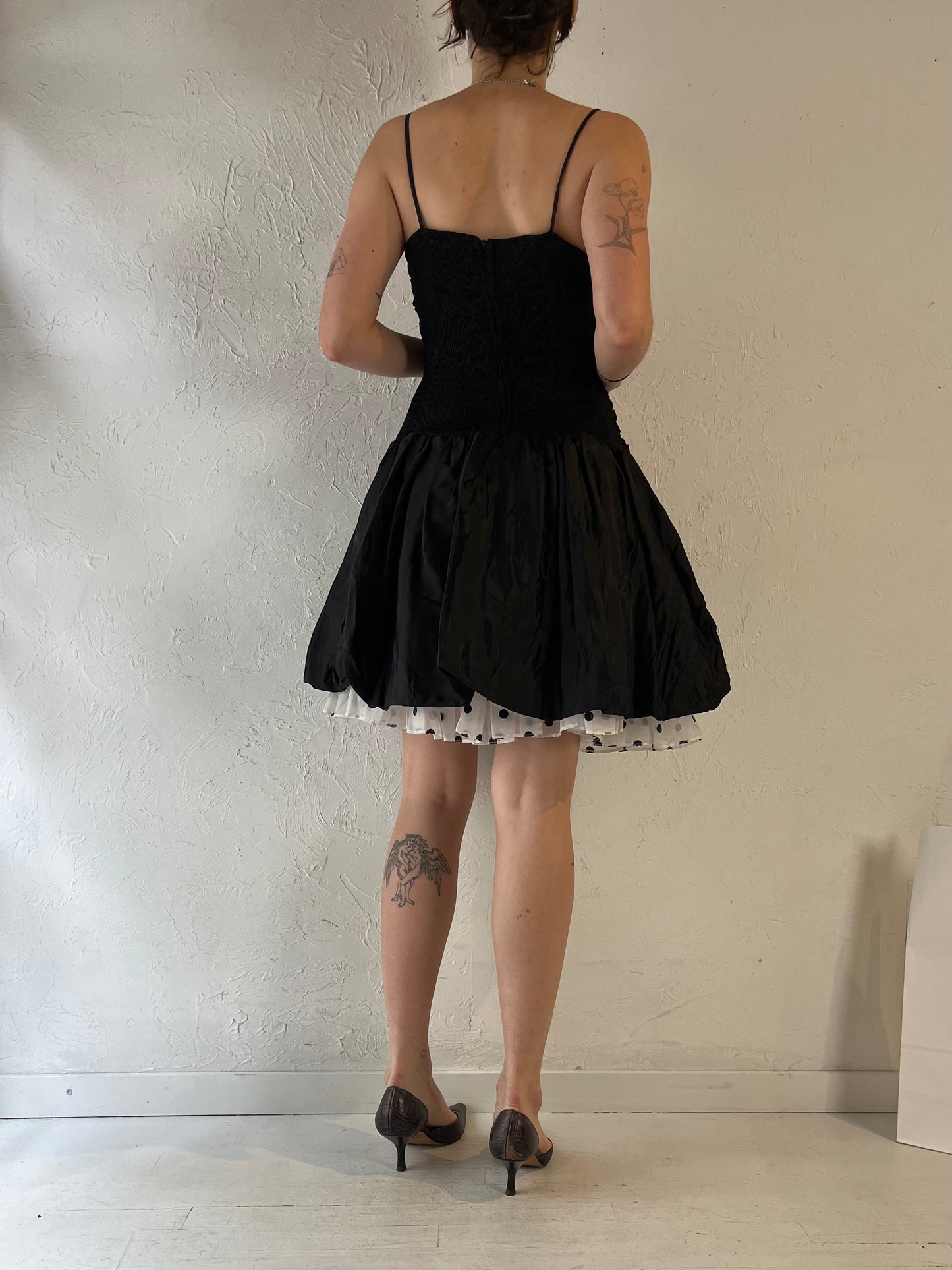 80s 'Steppin Out' Black Party Dress / Medium