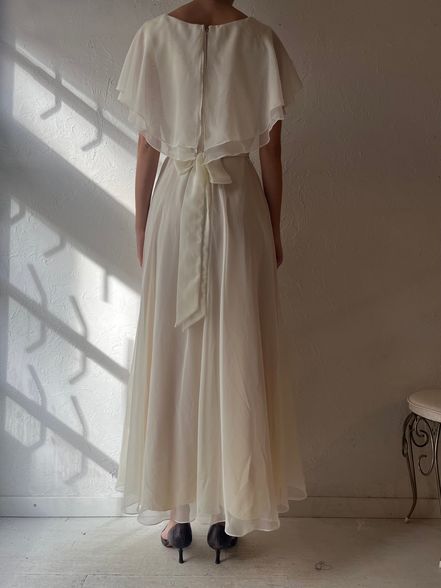 60s 'Dorothy Gould' Union Made Cape Sleeve Dress / Small