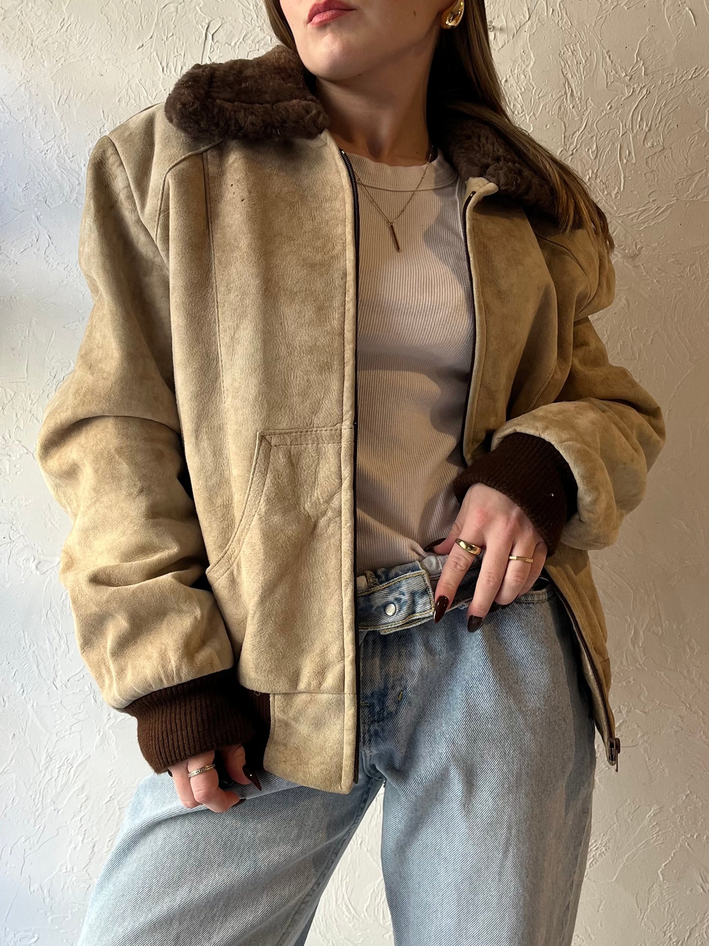 80s ‘Sears’ Suede Bomber Jacket / Medium