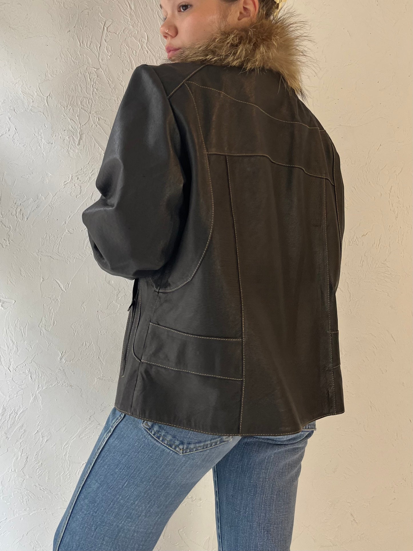 Y2k 'Ana' Black Leather Jacket / Large