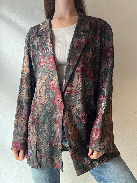 90s 'Cleo' Oversized Floral Blazer Jacket / Large