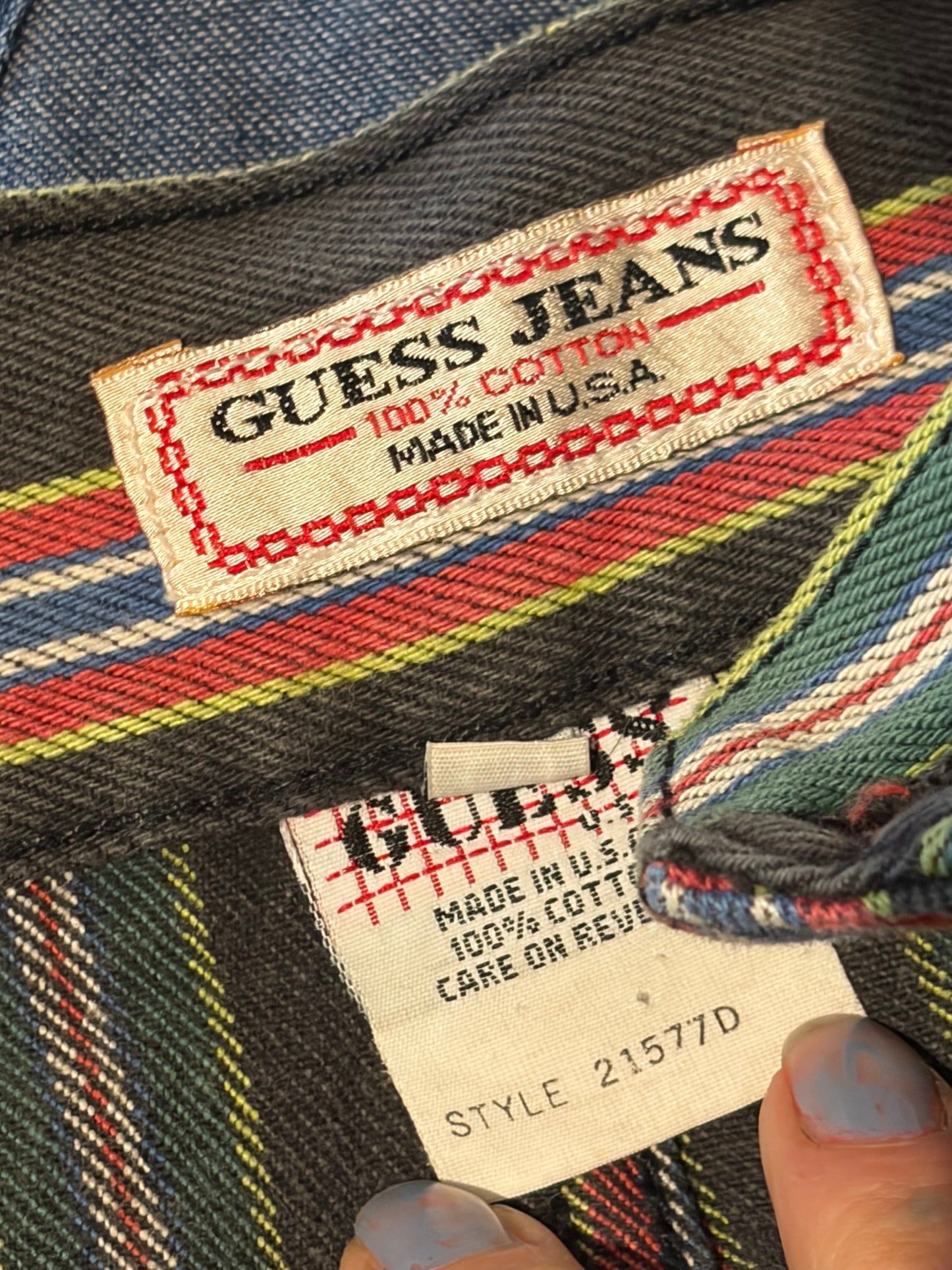 90s 'Guess' Striped Denim Micro Mini Skirt / XS