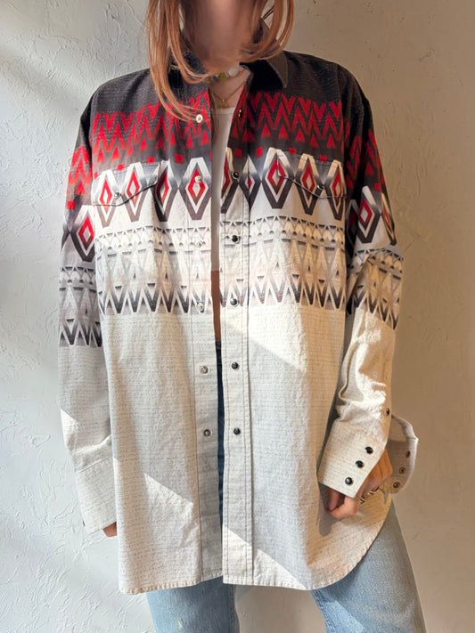 Y2k' Brooks and Dunn' Aztec Cotton Snap up Shirt / Large