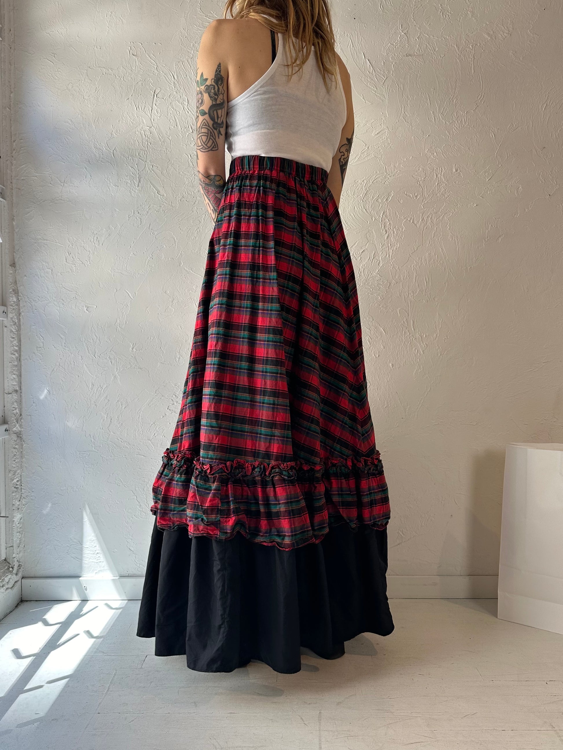 Vintage Handmade Plaid Maxi Skirt / XS