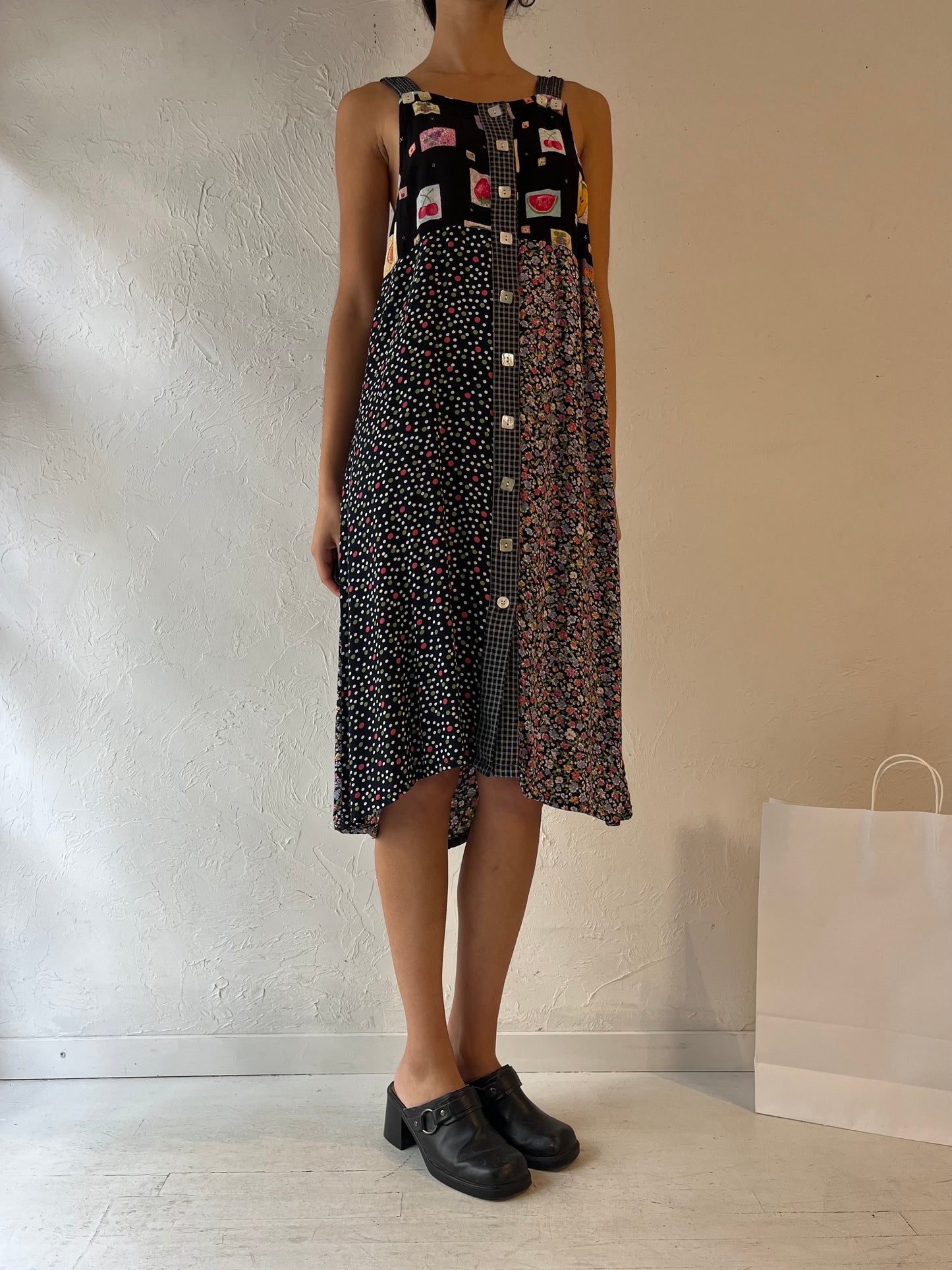 90s 'Carol Anderson' Sleeveless Patterned Dress / Small