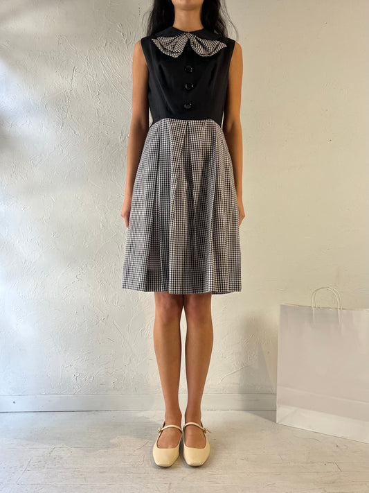 70s 'Leslie' Gingham Knit Midi Dress / Medium