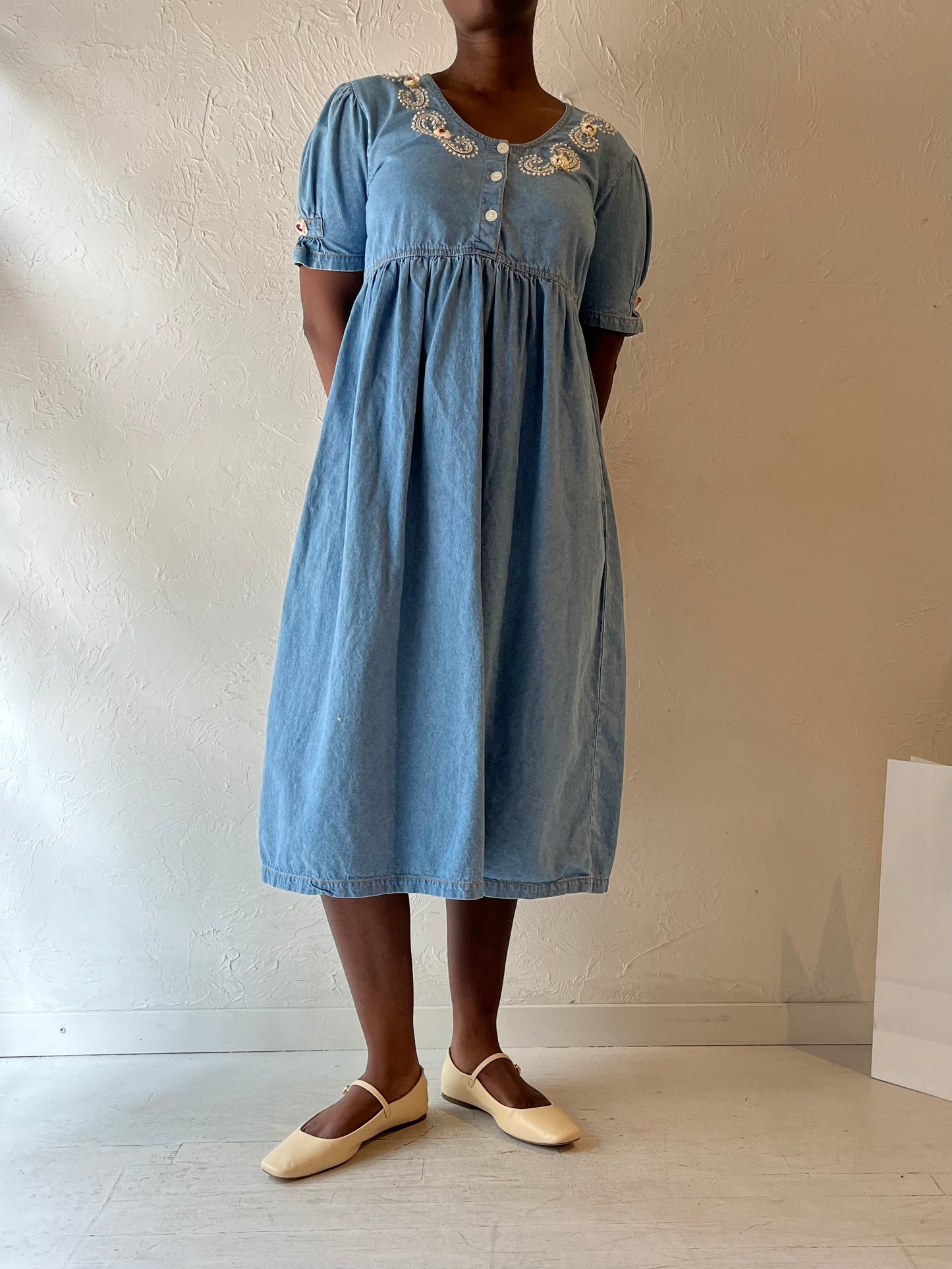 90s Denim T Shirt Dress / Medium