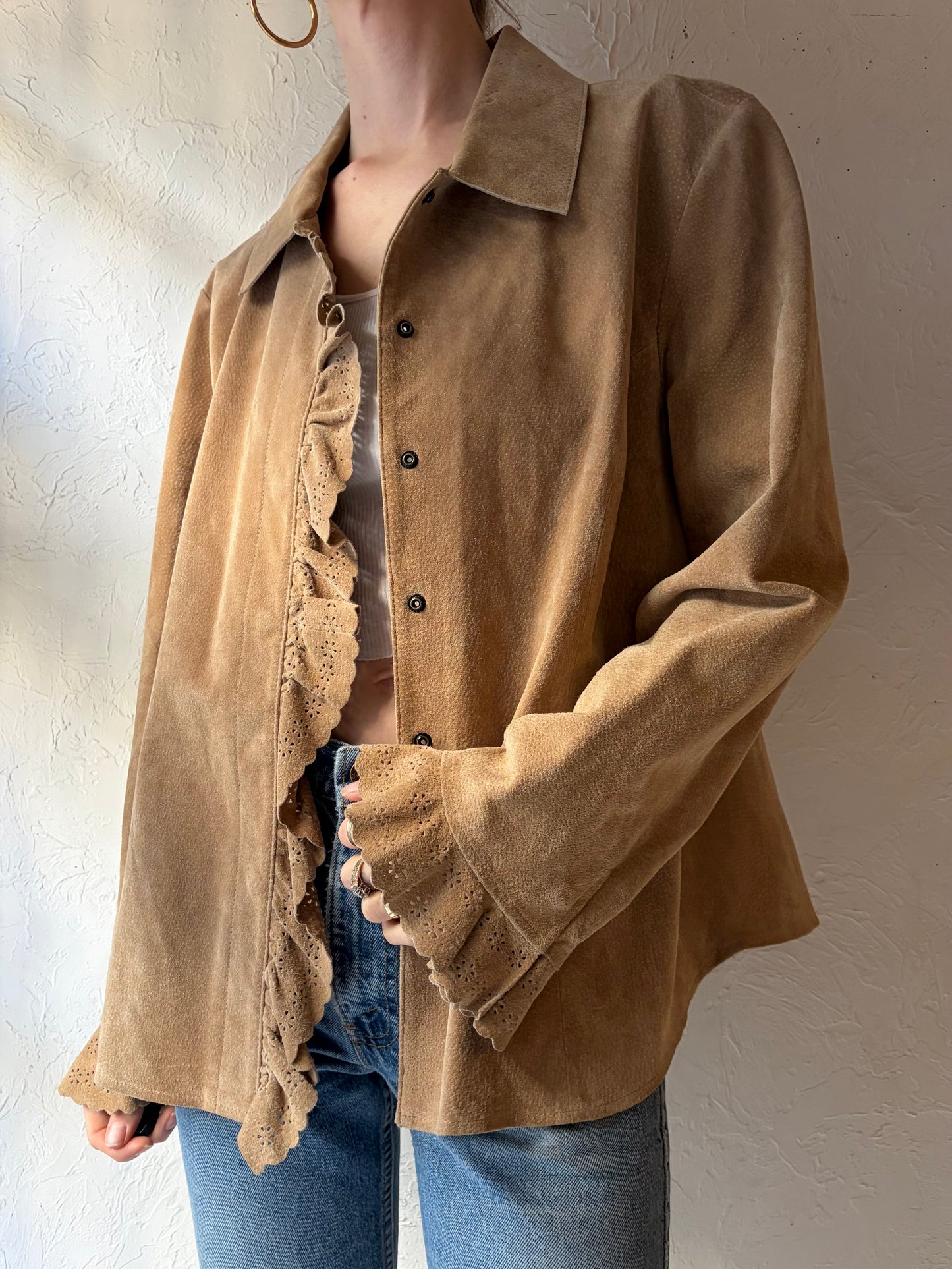 Y2k 'Live A Little' Suede Jacket / XL