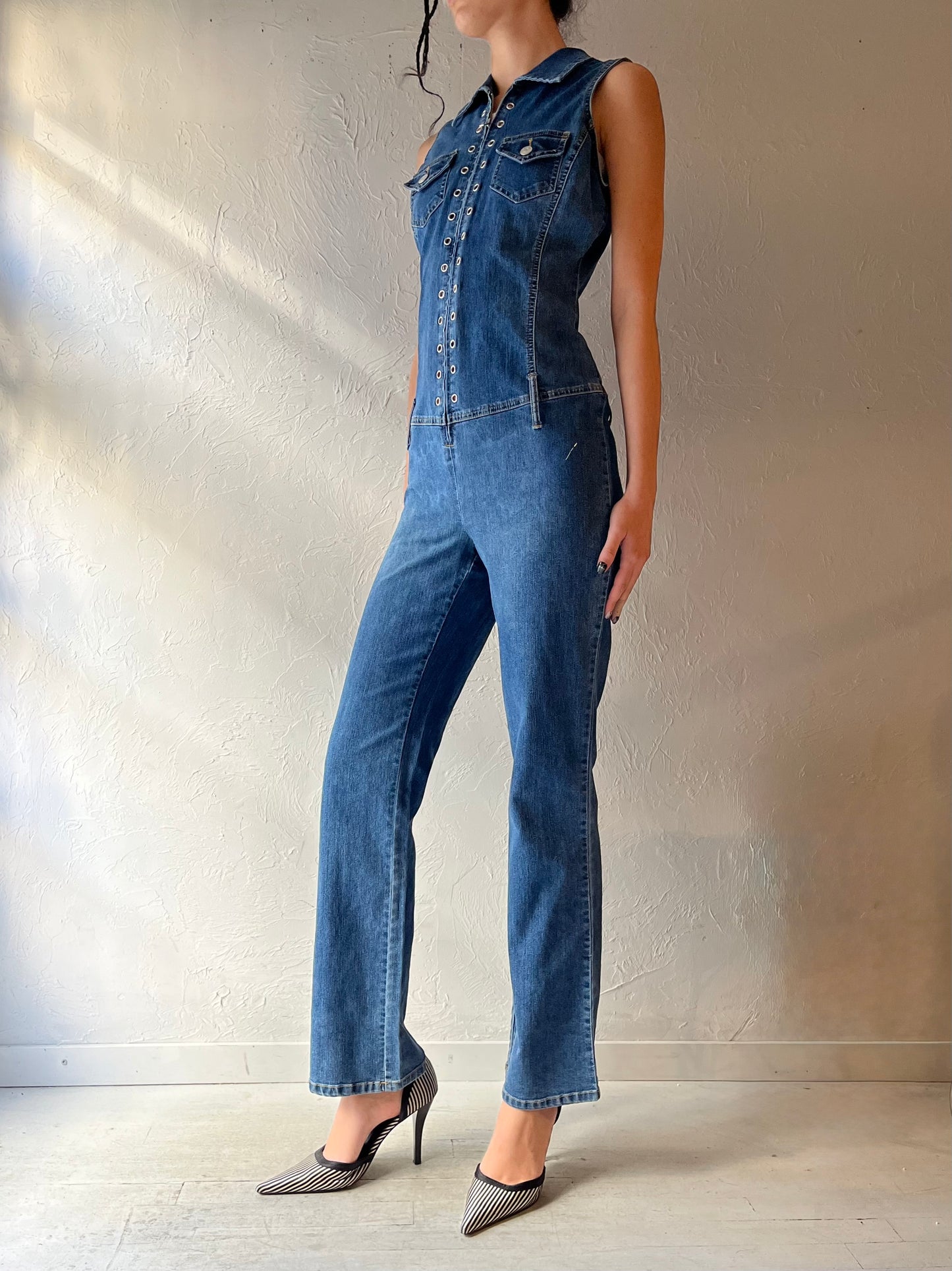 Y2k 'No Boundaries' Denim Jumpsuit / Medium