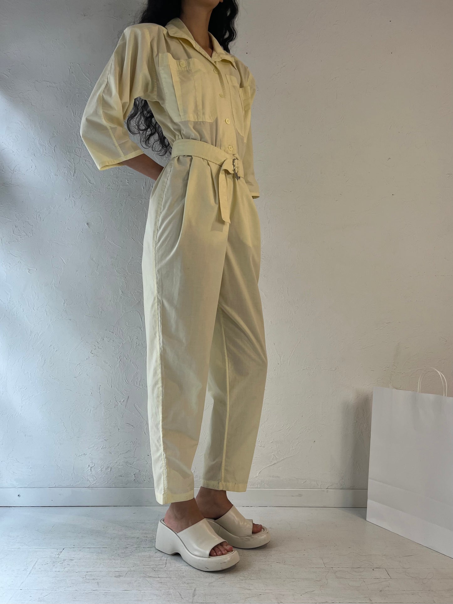 Vintage 'E'Tiole' Cream Jumpsuit / Small