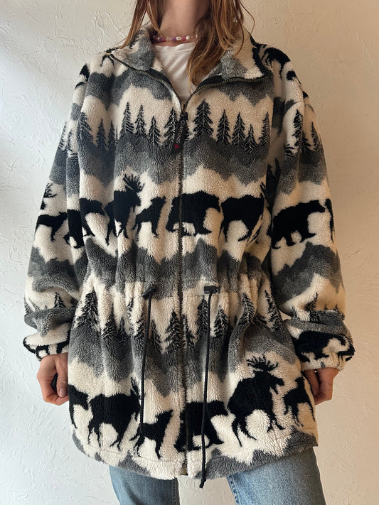 Y2k 'Coastlines' Fleece Jacket / Large