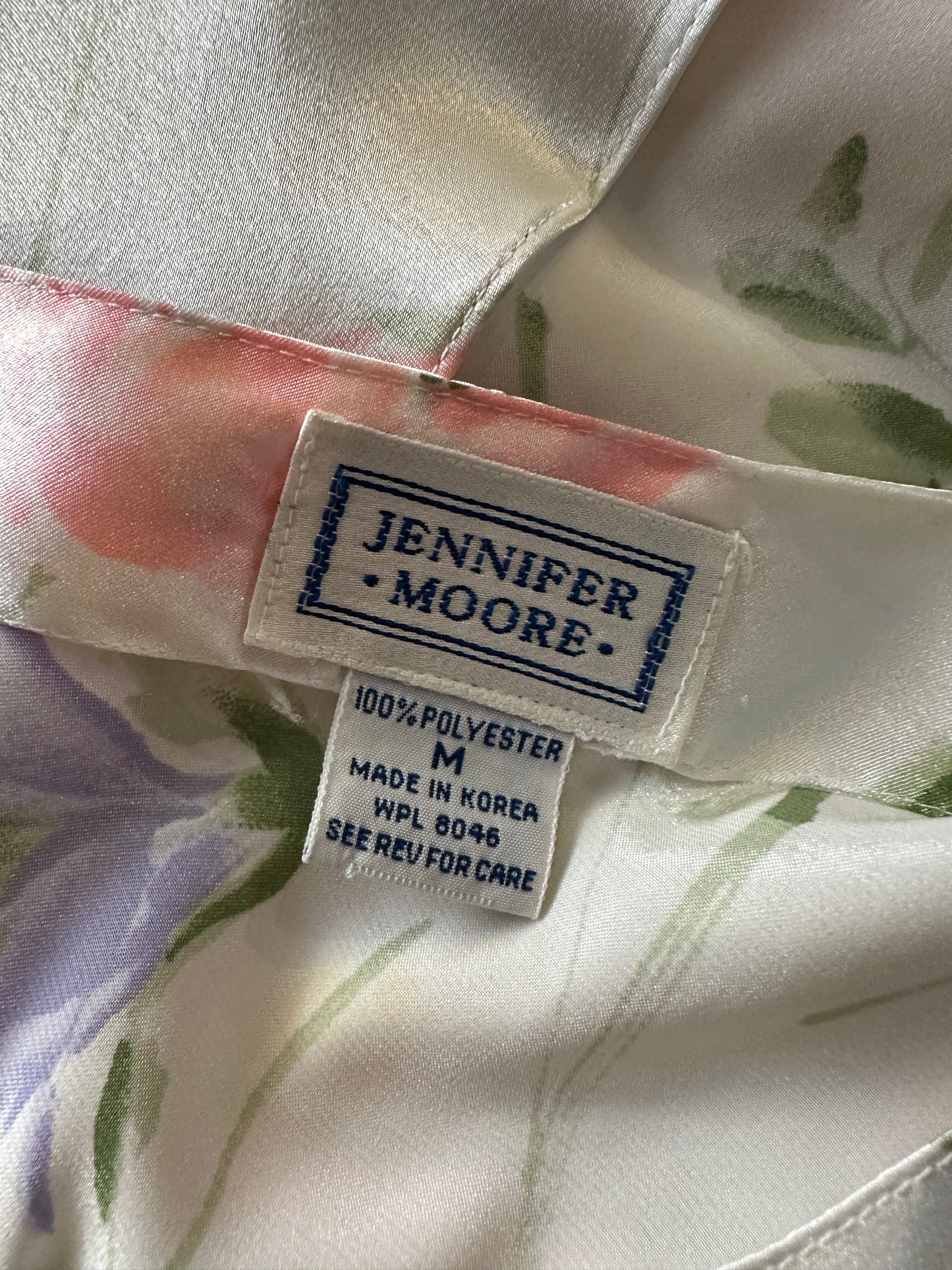 90s 'Jennifer Moore' White Floral Mini Slip Dress / Medium