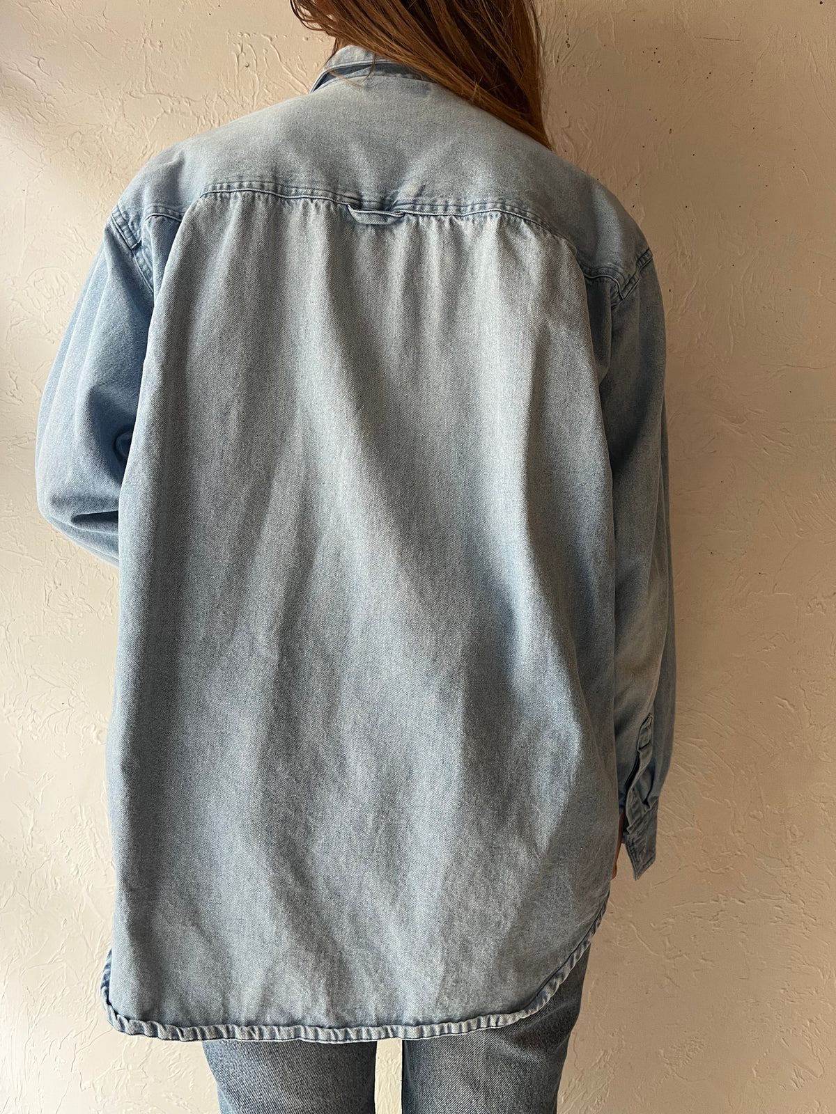 90s 'Puma' Denim Button Up Shirt / Medium