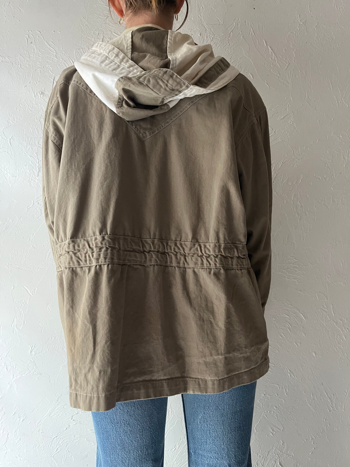 90s 'V.I. Petites' Taupe Cotton Minimalist Normcore Lightweight Spring Jacket / Large