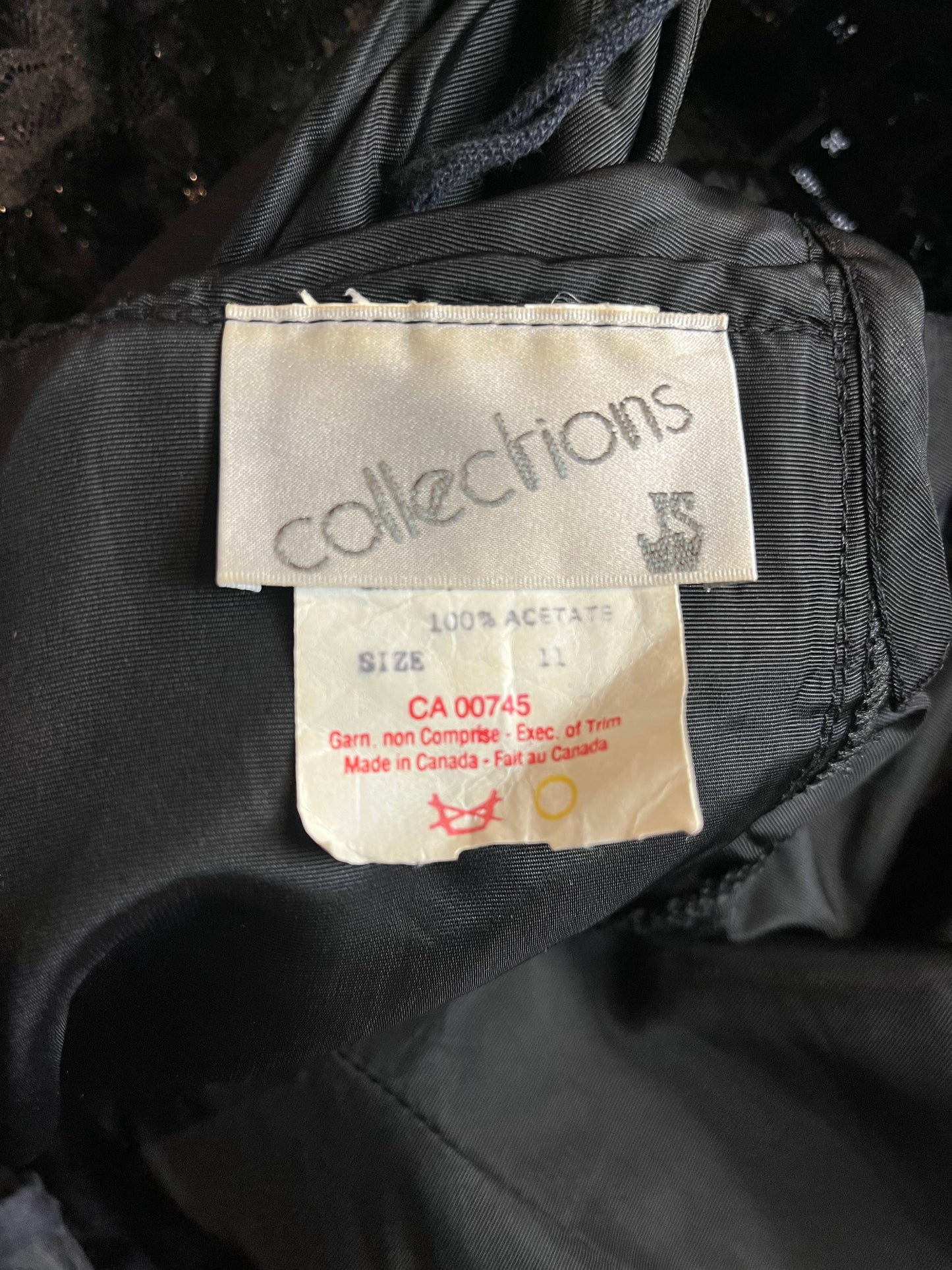 80s ‘Collections’ Black Lace Midi Formal Dress / Medium