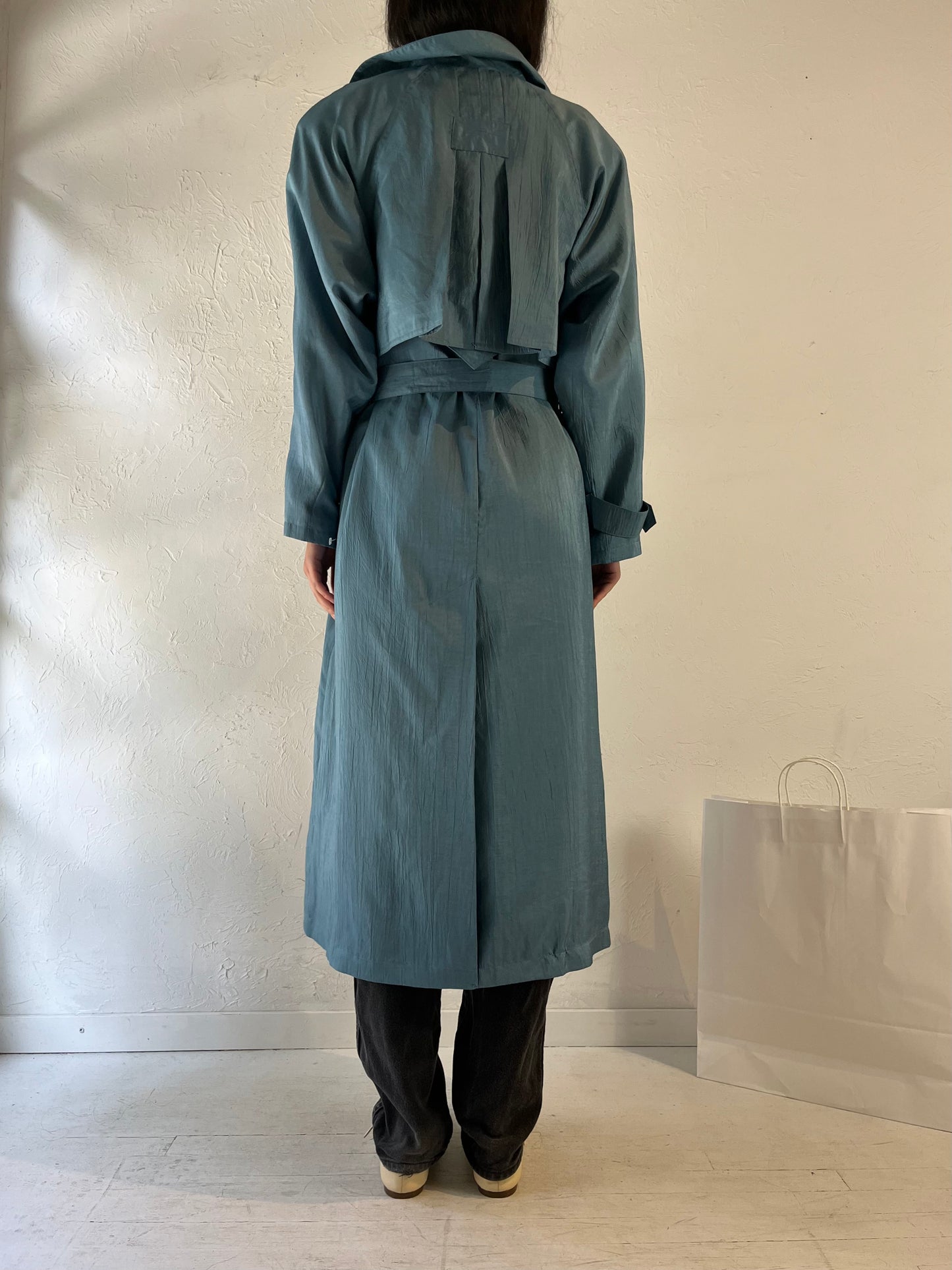 Y2k 'Thunder Bay' Light Weight Blue Trench Coat / Medium