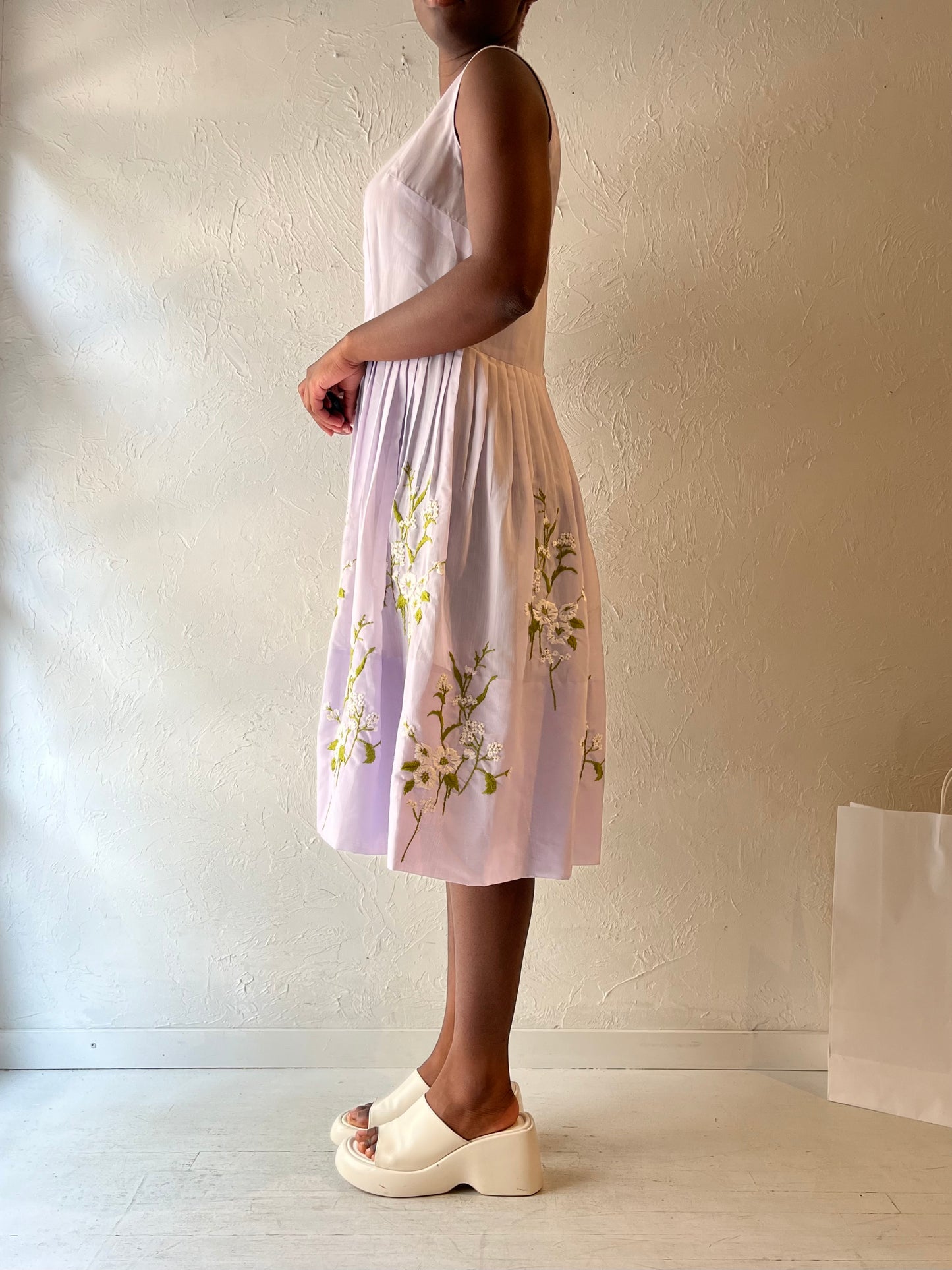 70s ‘Laiglon’ Purple Embroidered Dress / Medium