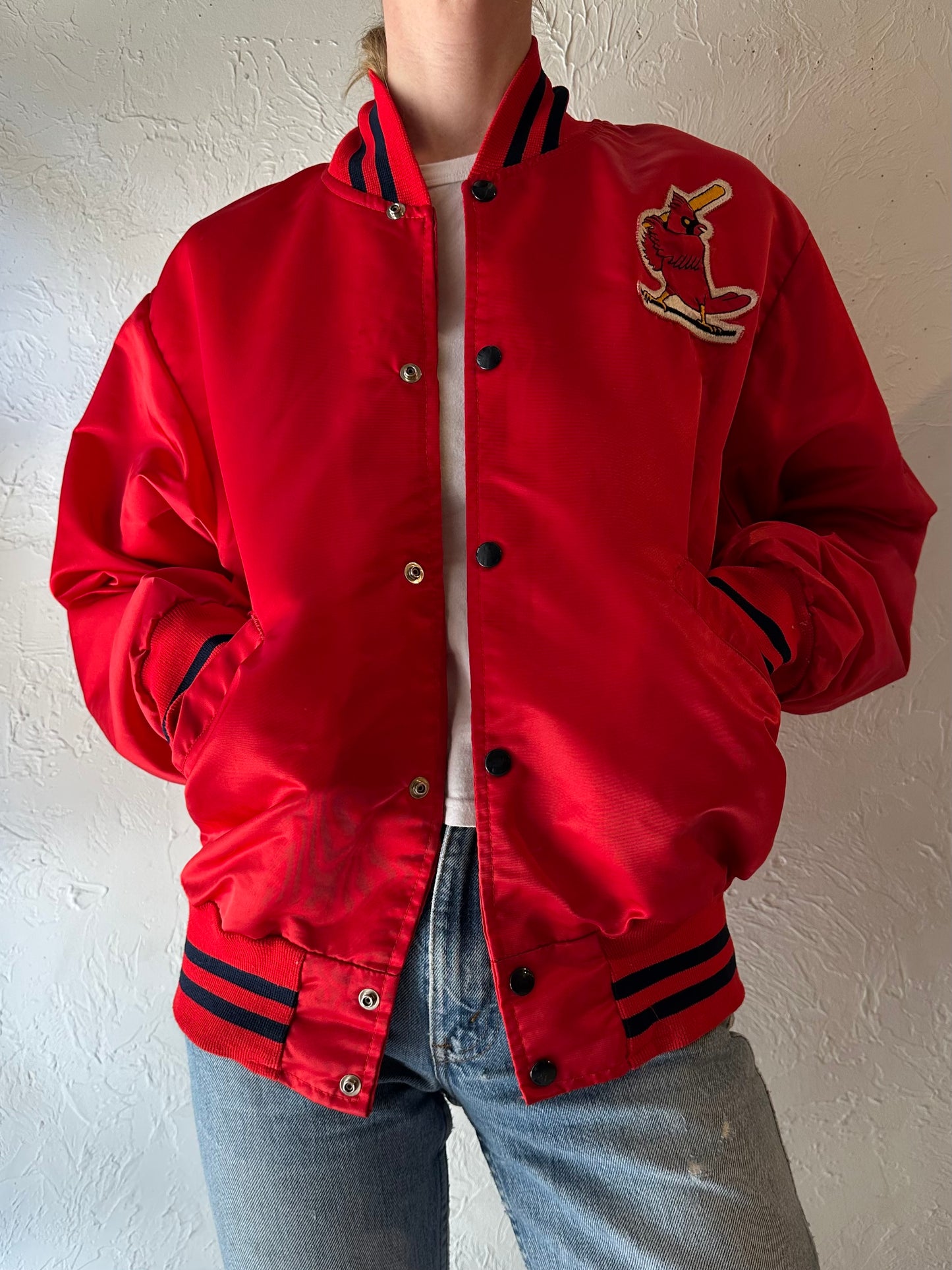 90s ‘Cardinals’ Red Bomber Jacket / Large