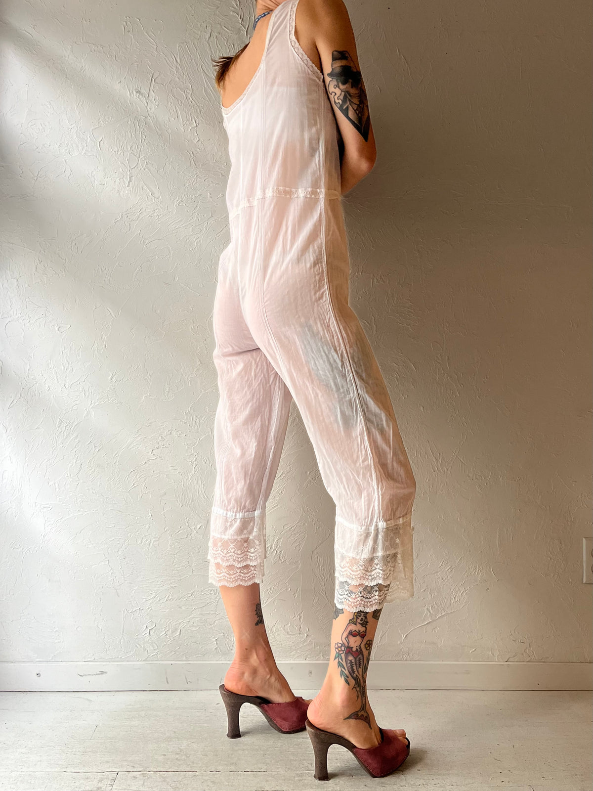 Vintage 'Cinzia' Sheer Lingerie Lace Jumpsuit / Small
