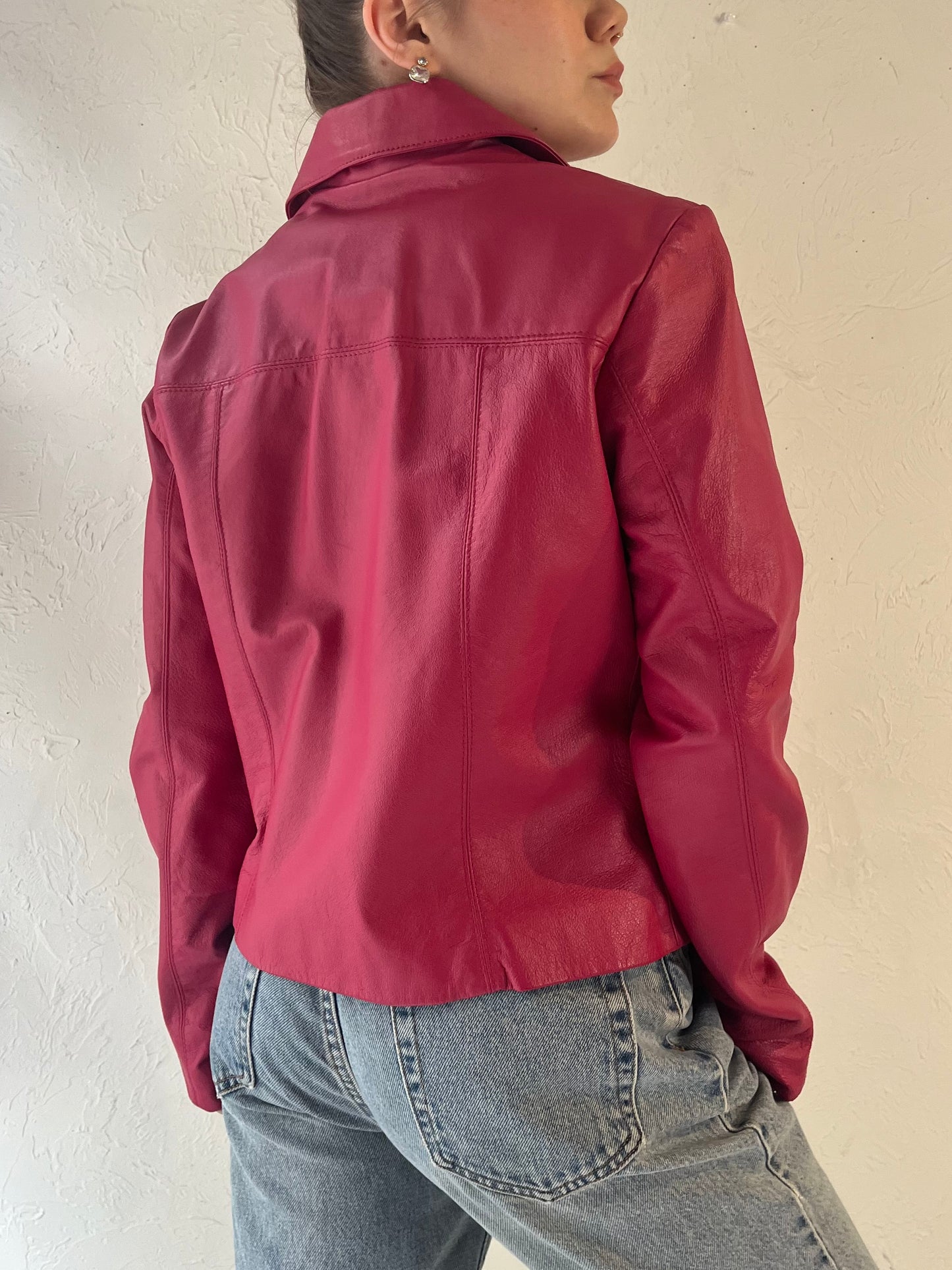 Y2k 'Wilsons' Pink Leather Jacket / Small