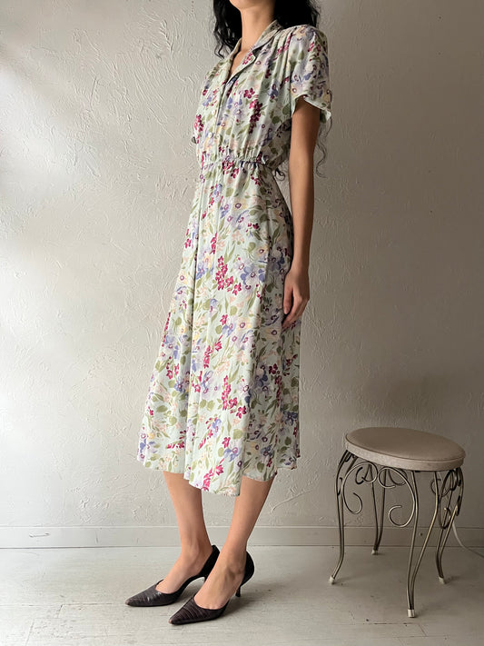 80s 'Classics' Floral T-shirt Midi Dress / Small