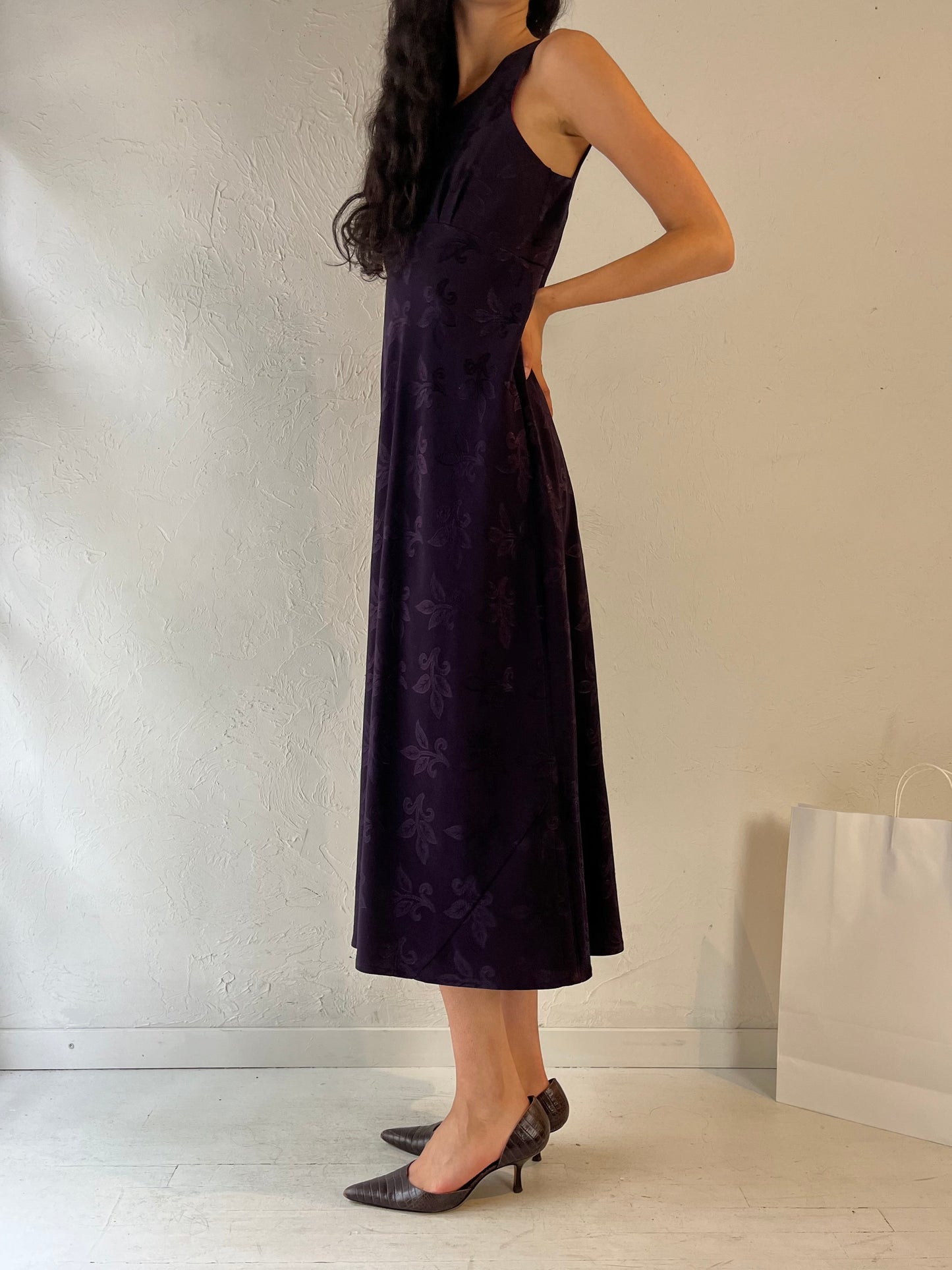 90s 'Maurices' Dark Purple Evening Dress / Small - Medium