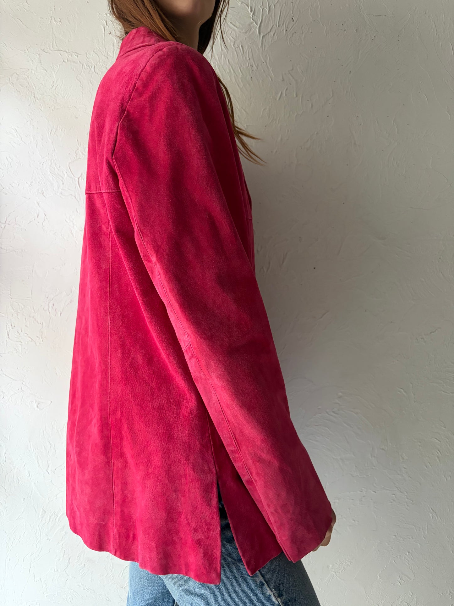 Y2k 'Cleo' Red Suede Leather Jacket / Medium
