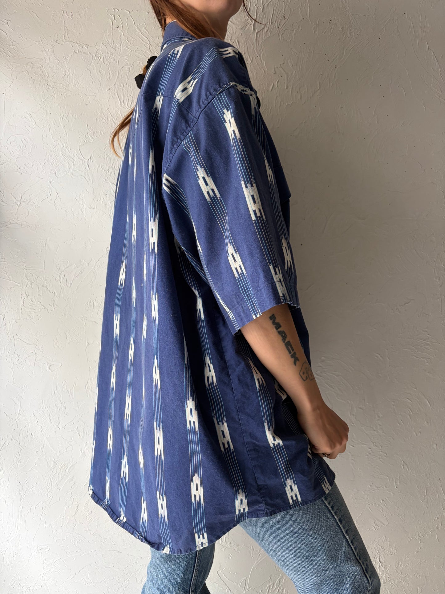 90s 'Wrangler' Western Short Sleeve Snap Up Shirt / Large