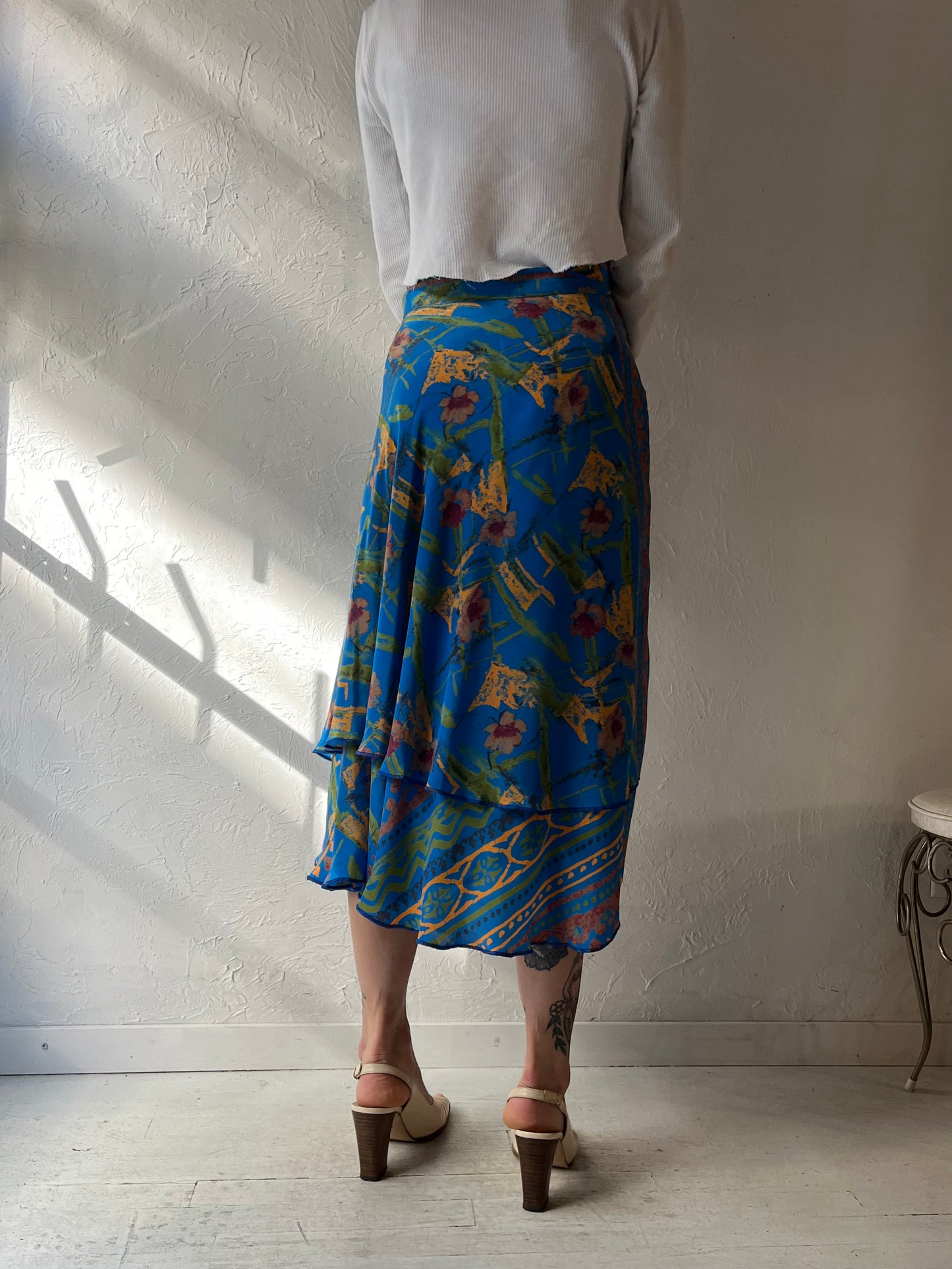 Y2k 'Rasamrta' Silk Rayon Wrap Skirt / Small