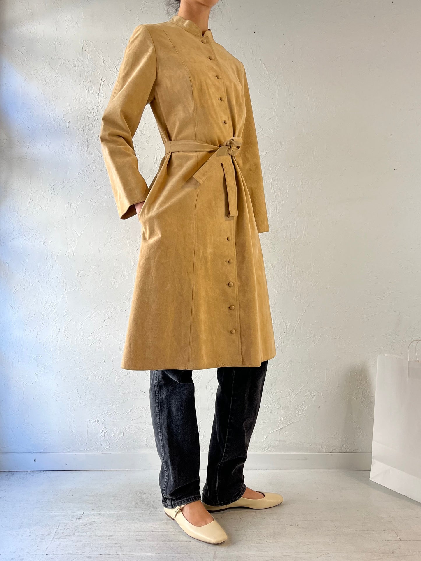 70s ‘Posh By Jay Anderson Lady Albert’ Beige Micro Suede Coat / Small