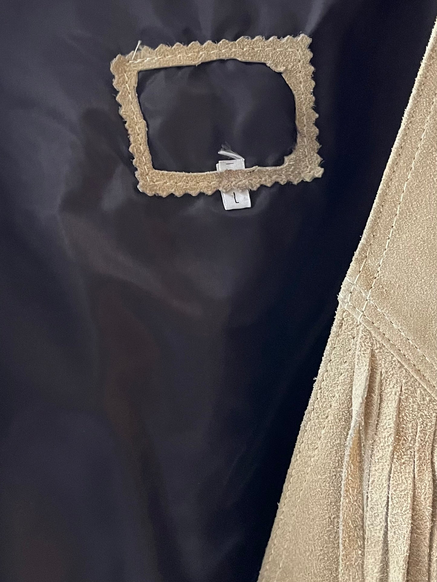 Vintage Suede Leather Fringe Vest / Large