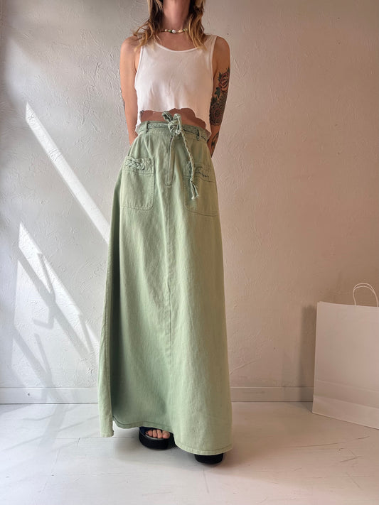 90s 'San Francisco Skirt Works' Green Denim Maxi Skirt / Small