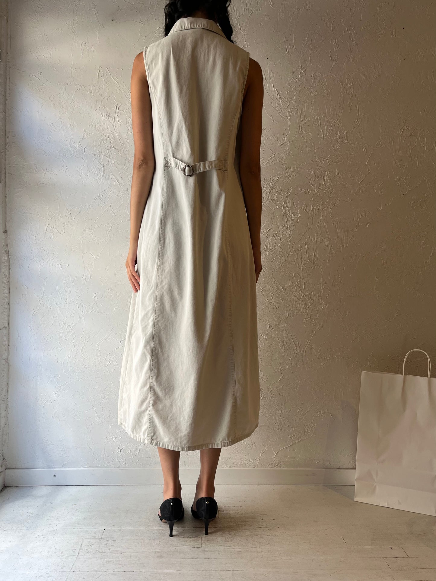 Y2K ‘Faded Glory’ Beige Denim Maxi Dress / Large