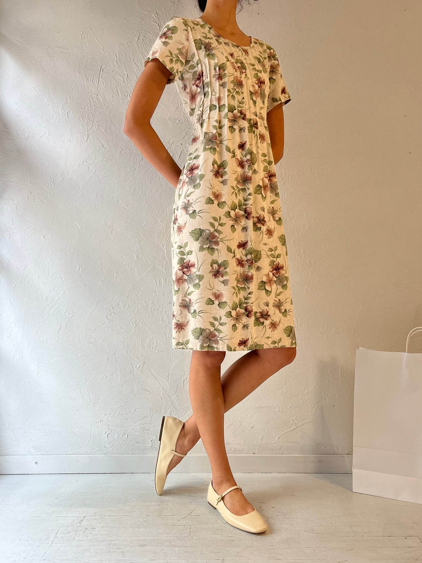 90s 'Molly Molloy' Floral Print Dress / Medium