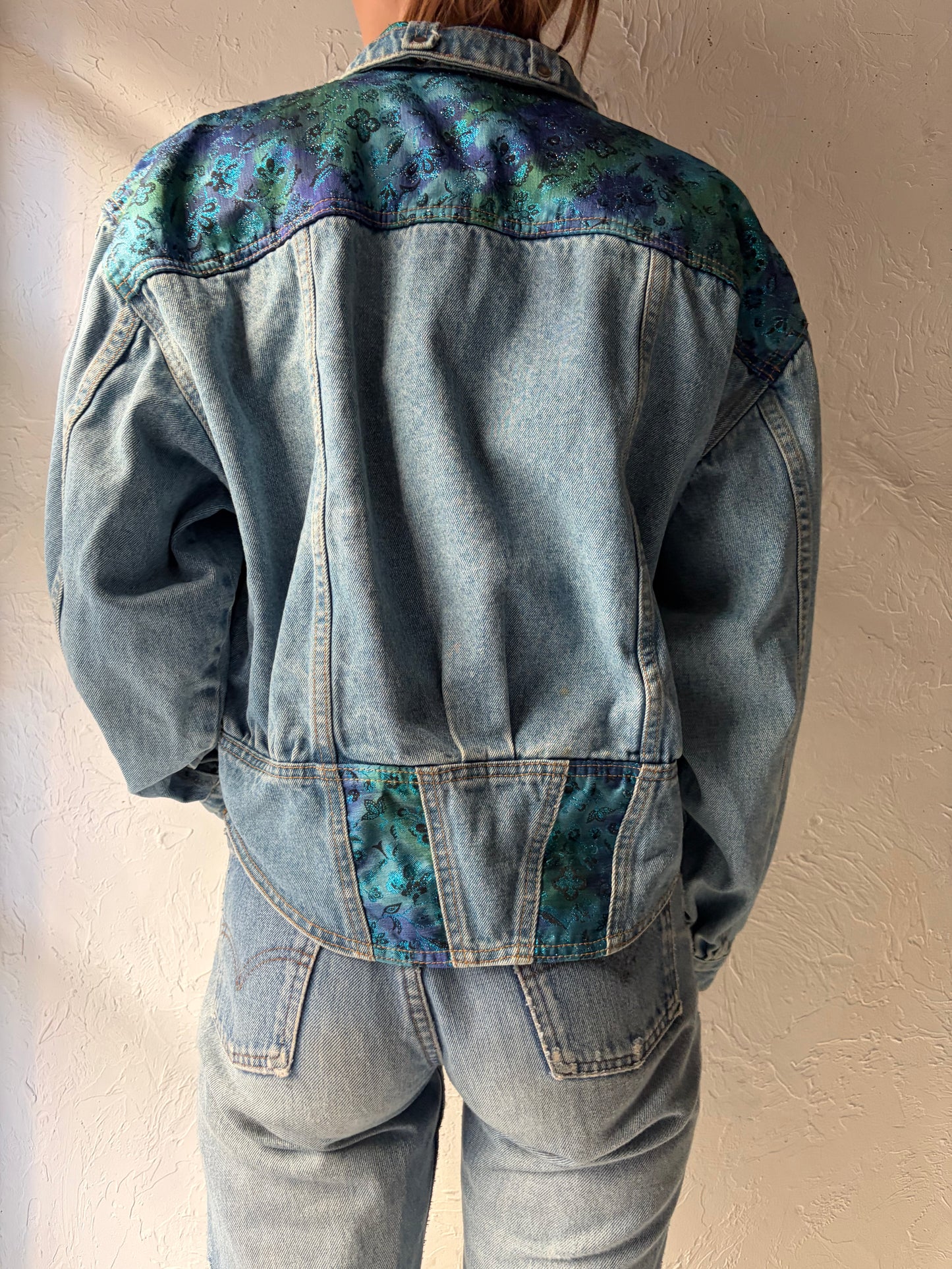 80s Denim Retro Bomber Style Jacket / Medium