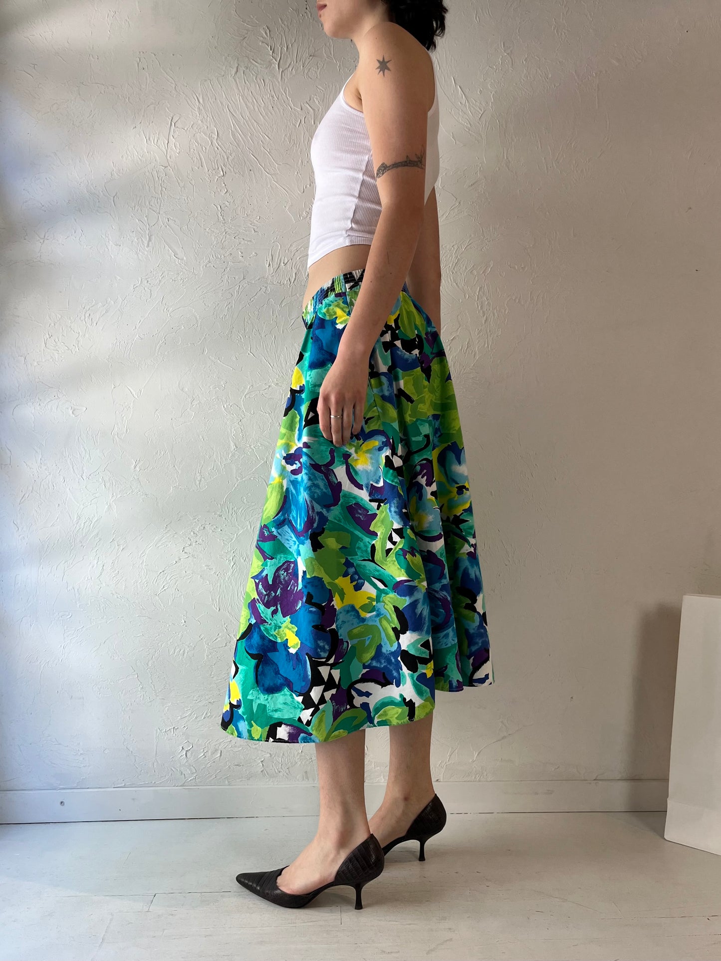 90s 'Tumbleweed' Cotton Midi Skirt / Small - Medium