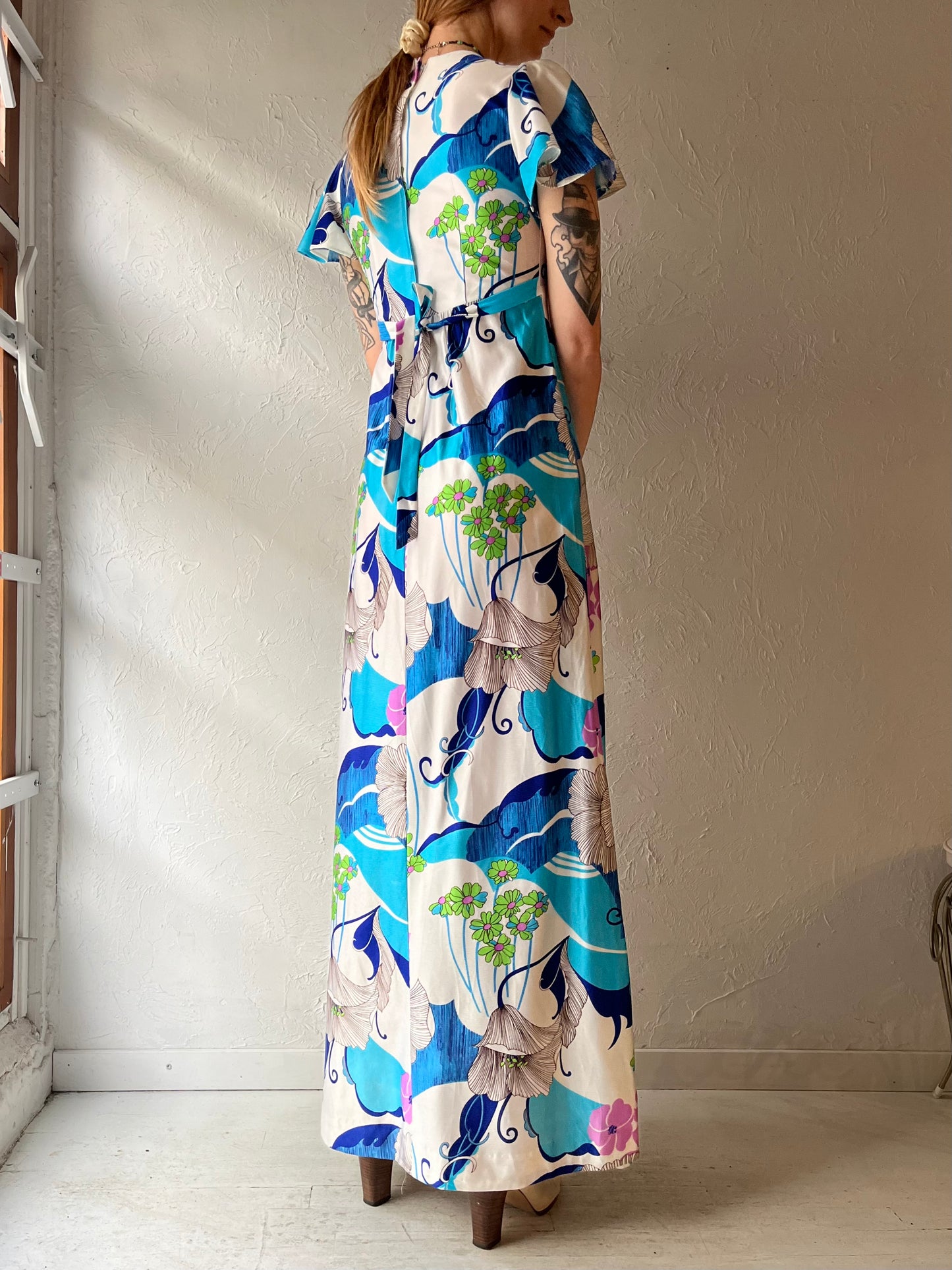 70s 'Holo Holo' Floral Maxi Dress / Small