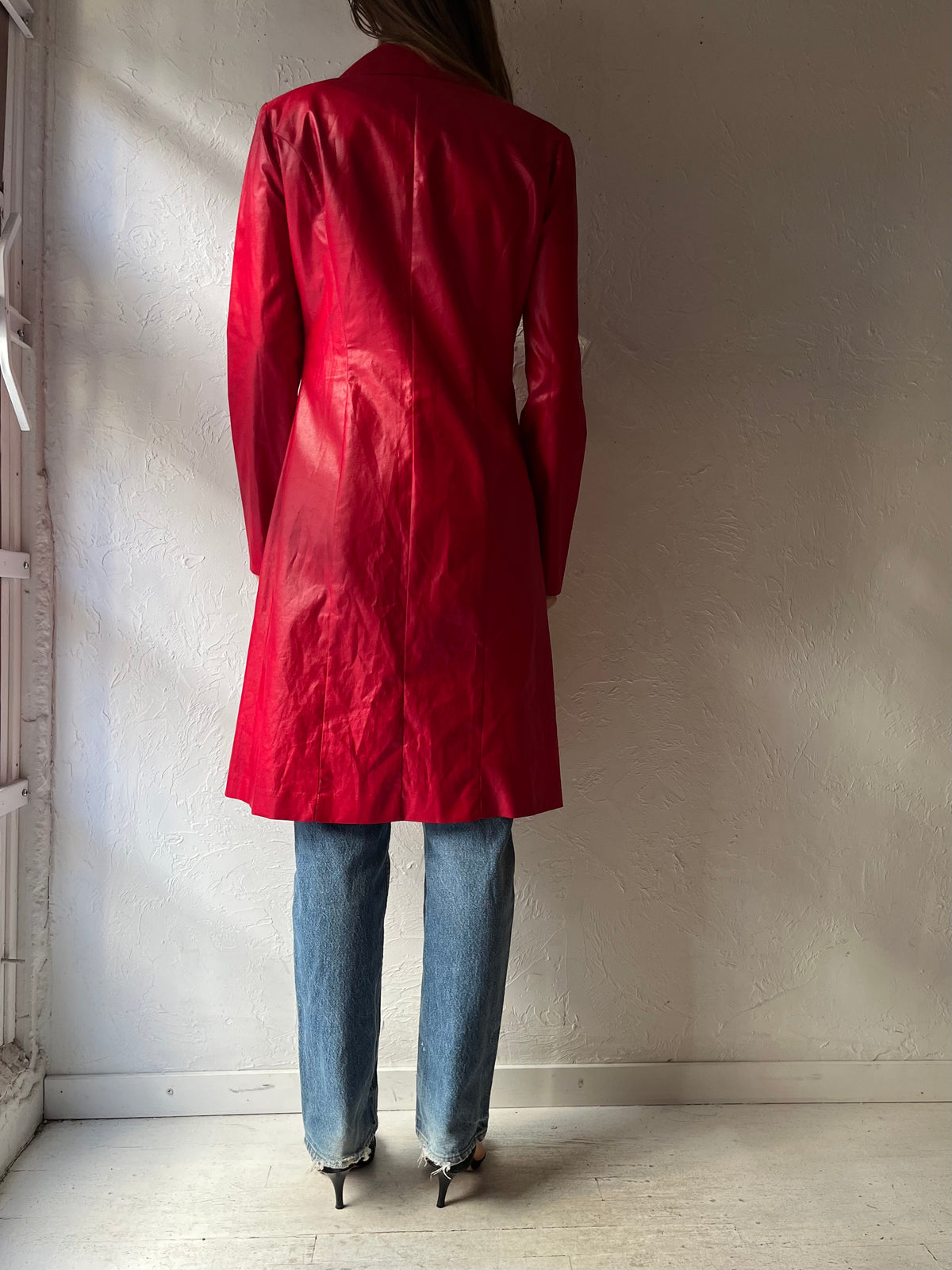 90s 'Le Château' Red Retro Statement Outerwear Trench Coat / Small