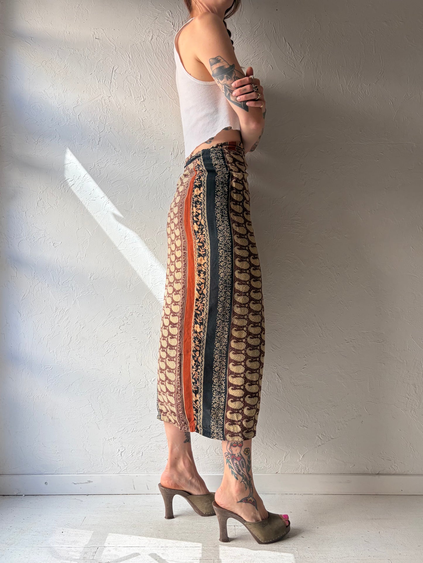 90s 'Dalmys' Rayon Wrap Skirt / Small