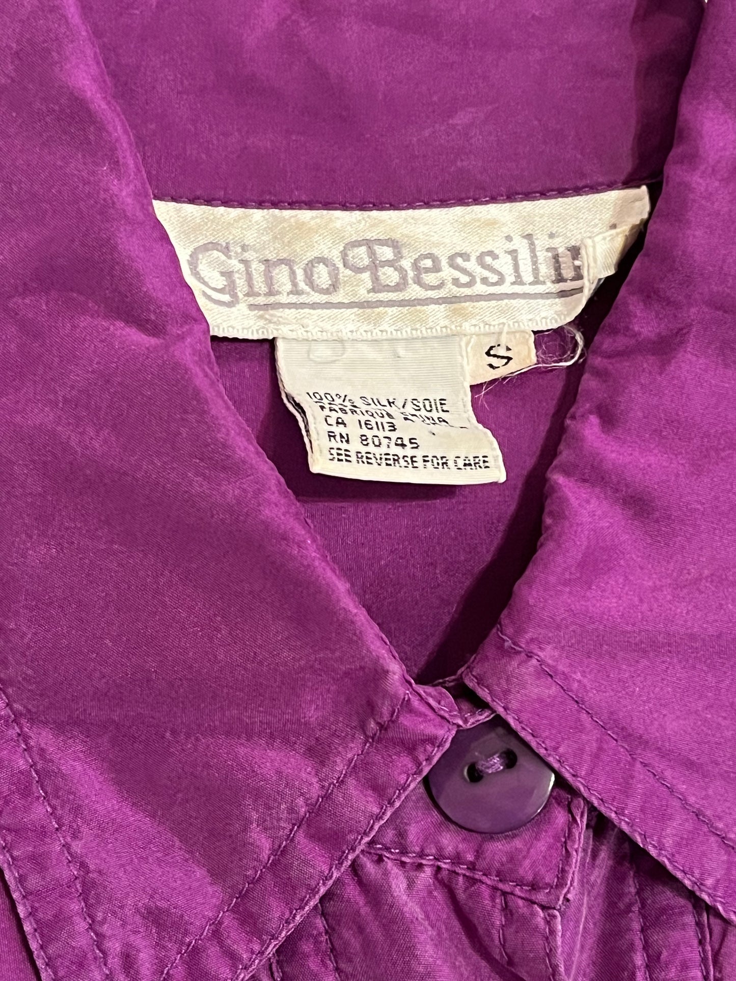 90s 'Gino Bessilini' Purple Silk Jumpsuit / Small