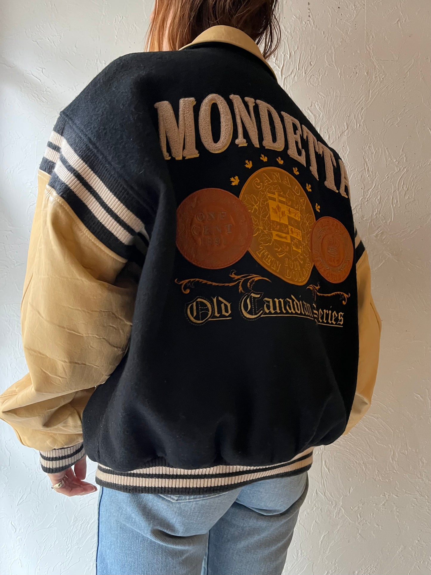 90s 'Mondetta' Canadian Wool Leather Bomber Jacket / Large