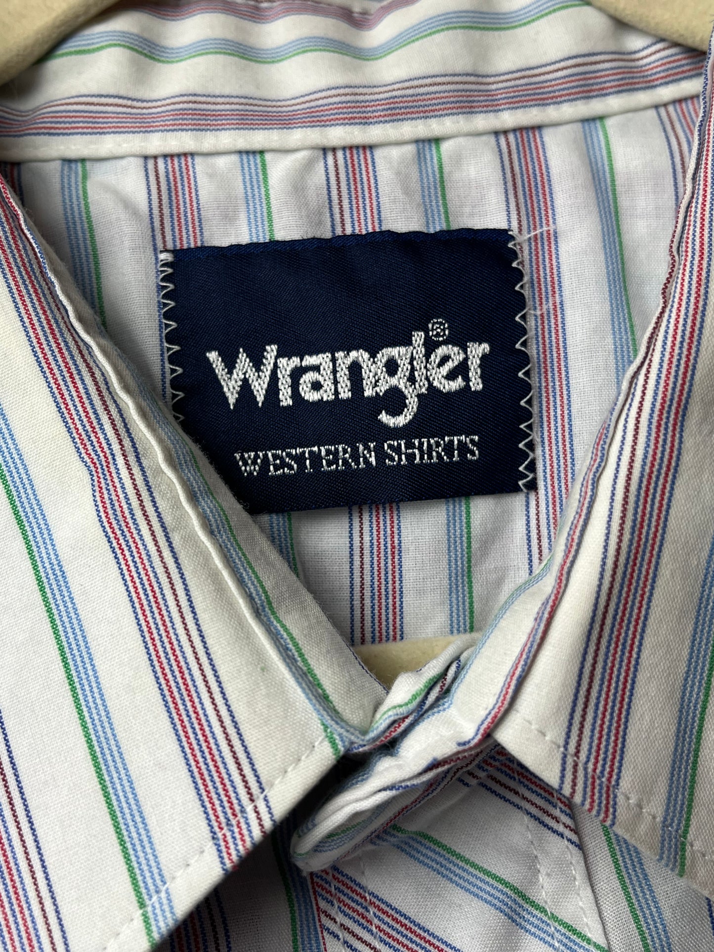 Vintage 'Wrangler' Striped Short Sleeve Pearl Snap Shirt / XL