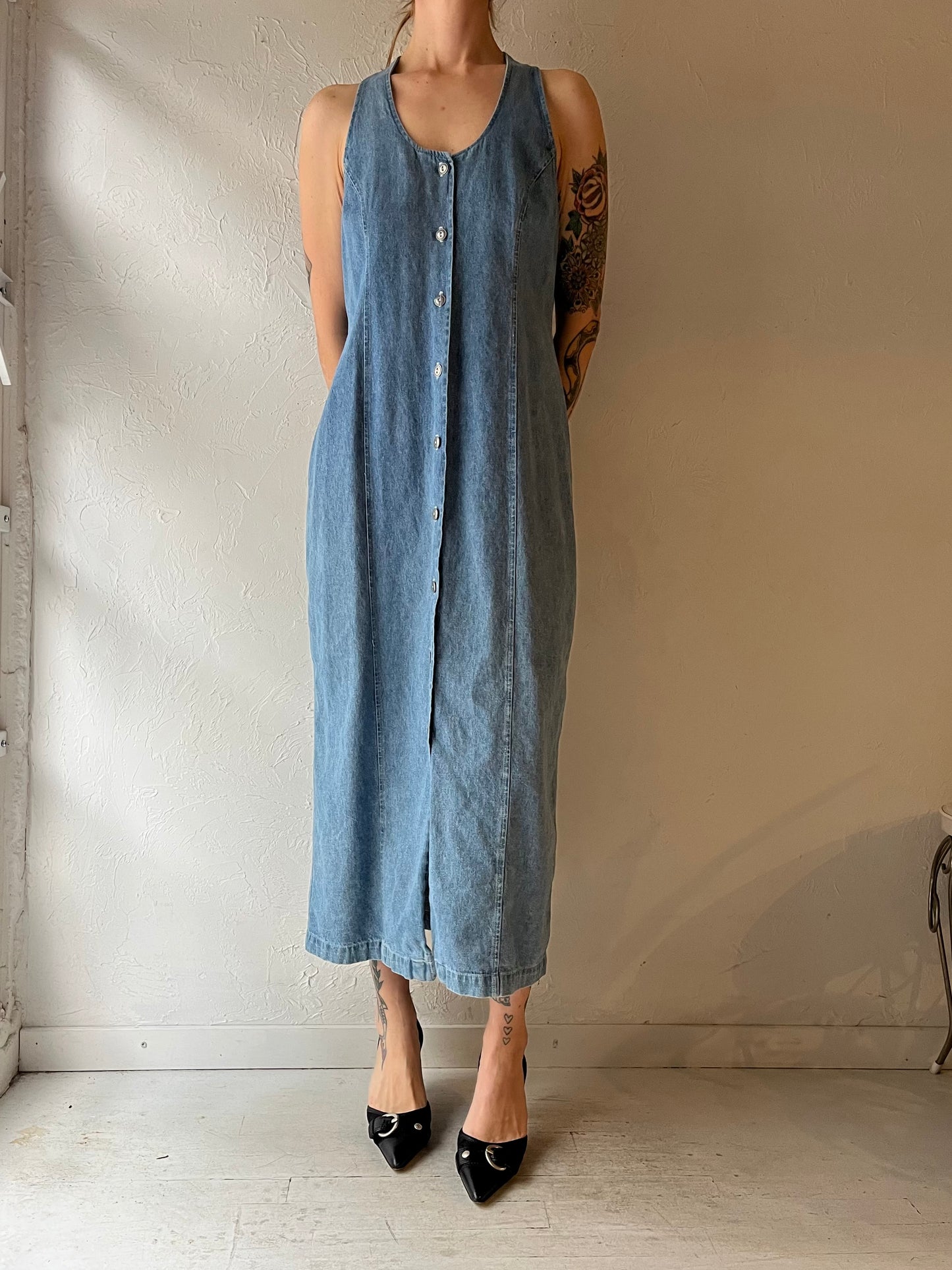 90s 'Scarlet' Denim Dress / Medium