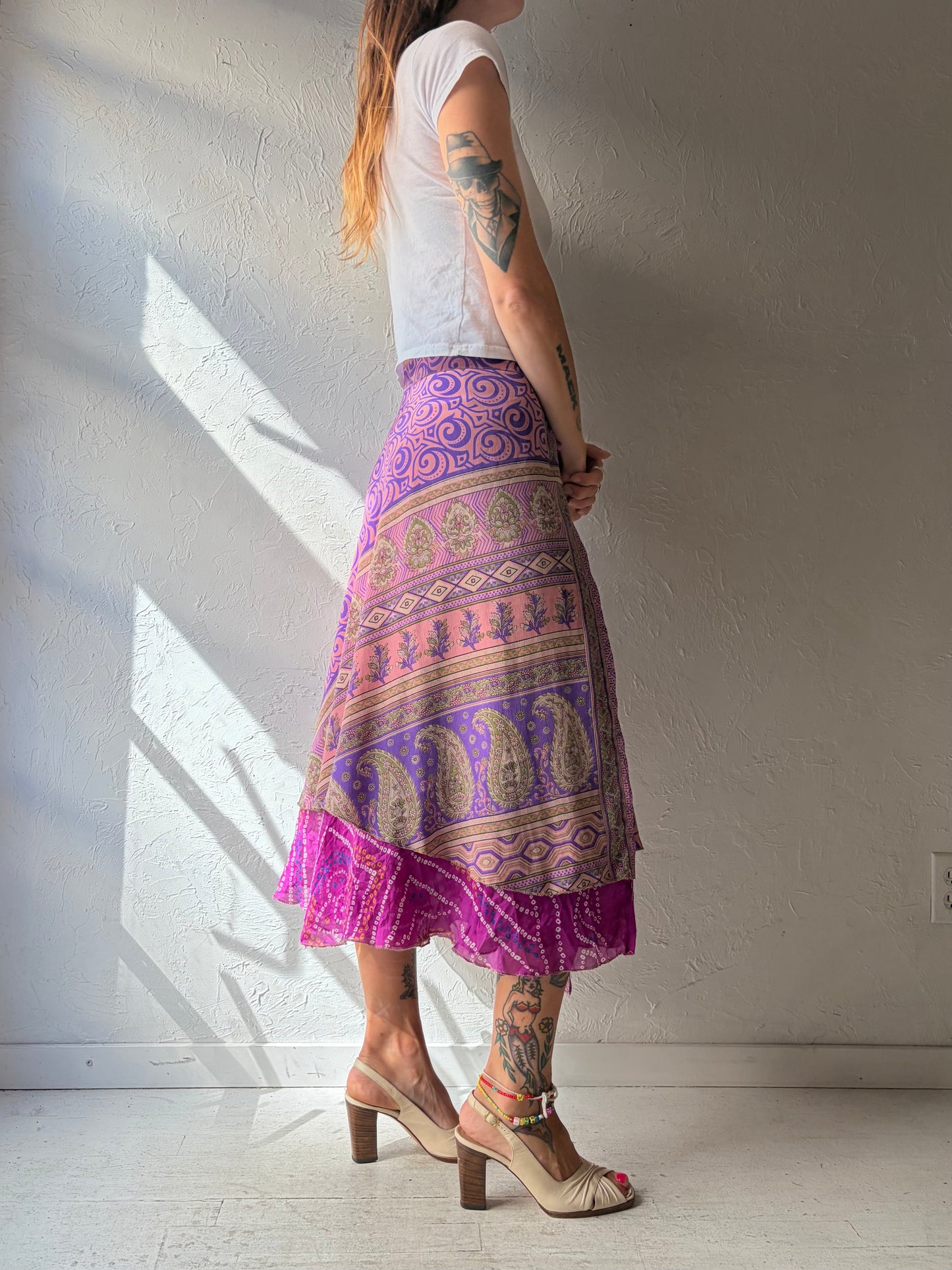 Vintage Reversible Wrap Skirt / Small - Large