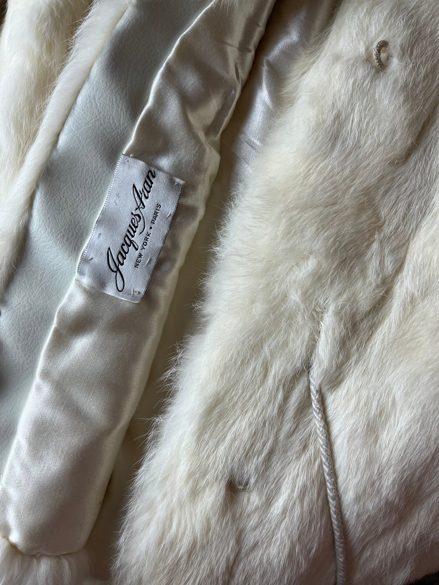 Vintage 'Jaques Aran' White Fur Jacket / Small