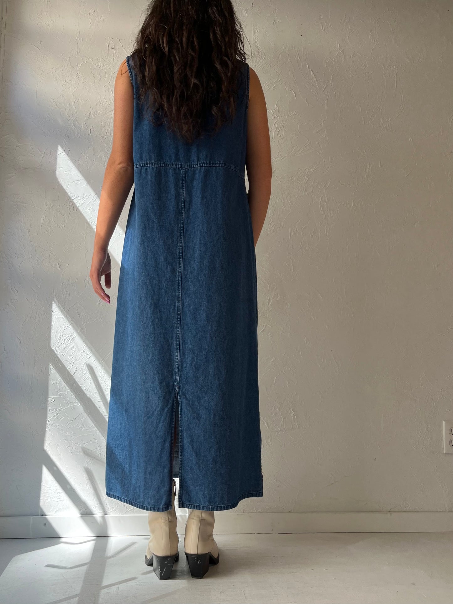 Y2K 'Erika' Sleeveless Denim Midi Dress / Medium