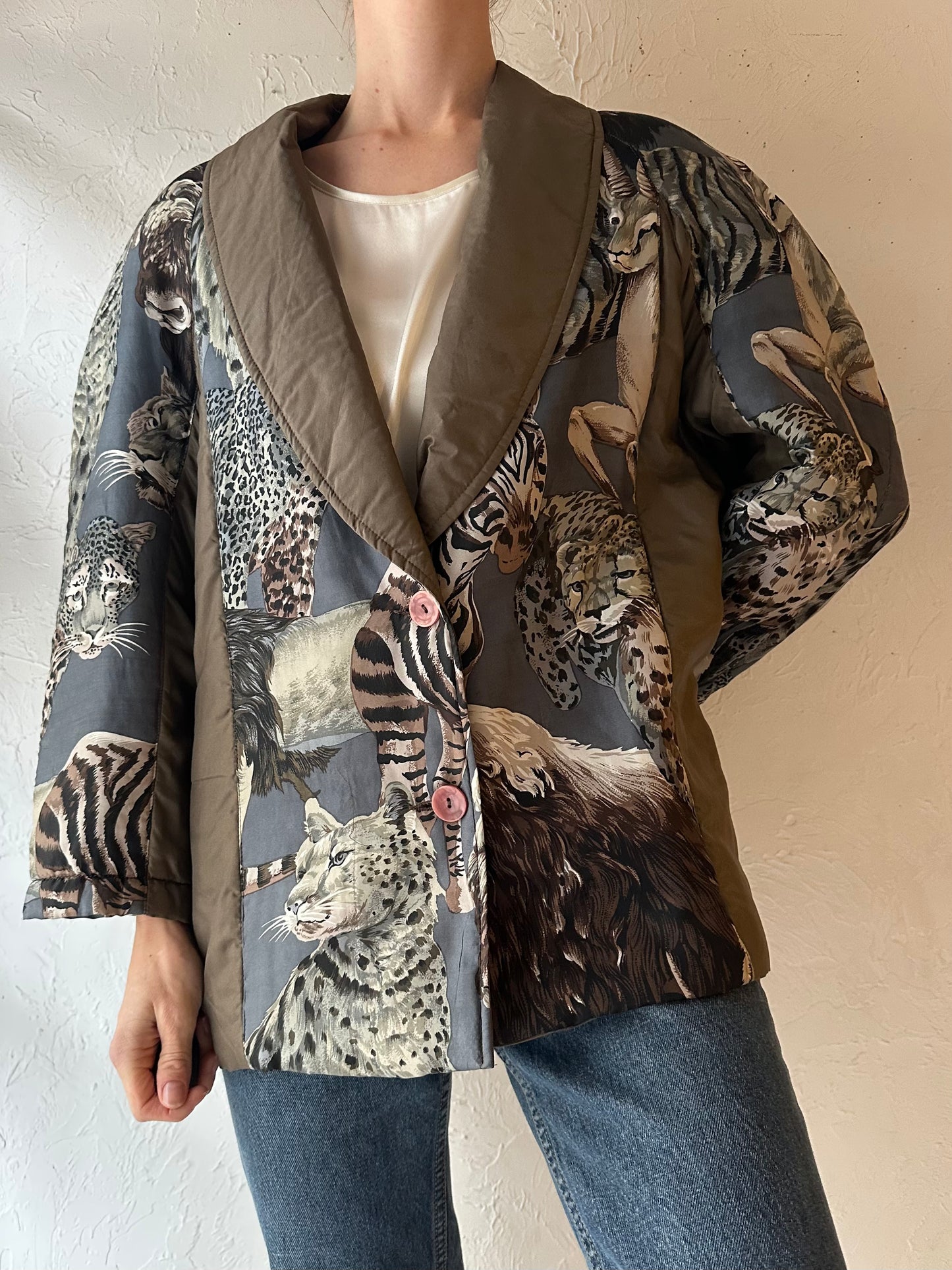 80s 'Adam Douglas' Silk Animal Jacket / Small