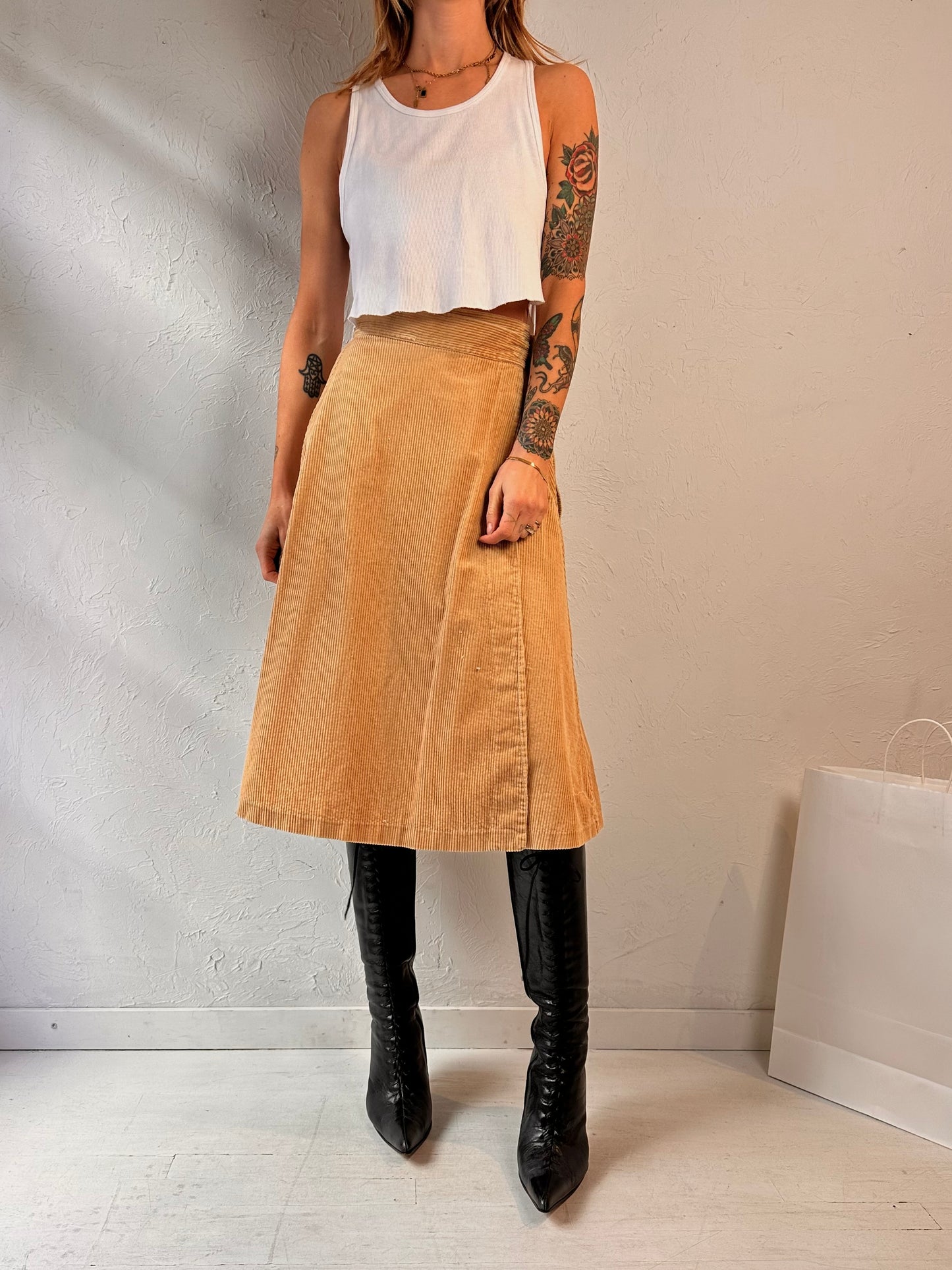 80s 'Coincidence' Corduroy Wrap Skirt / Small