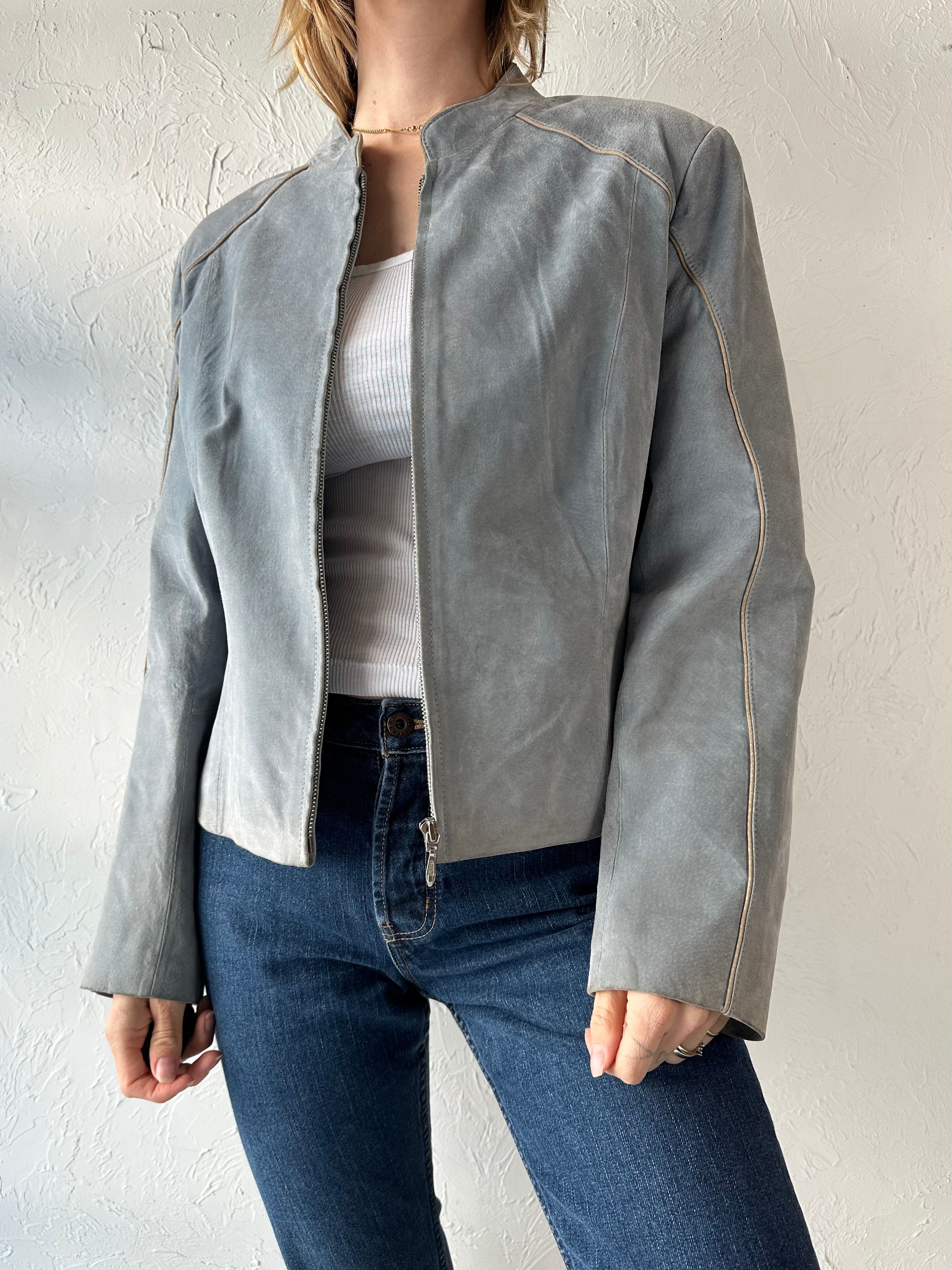 Blue suedette jacket best sale