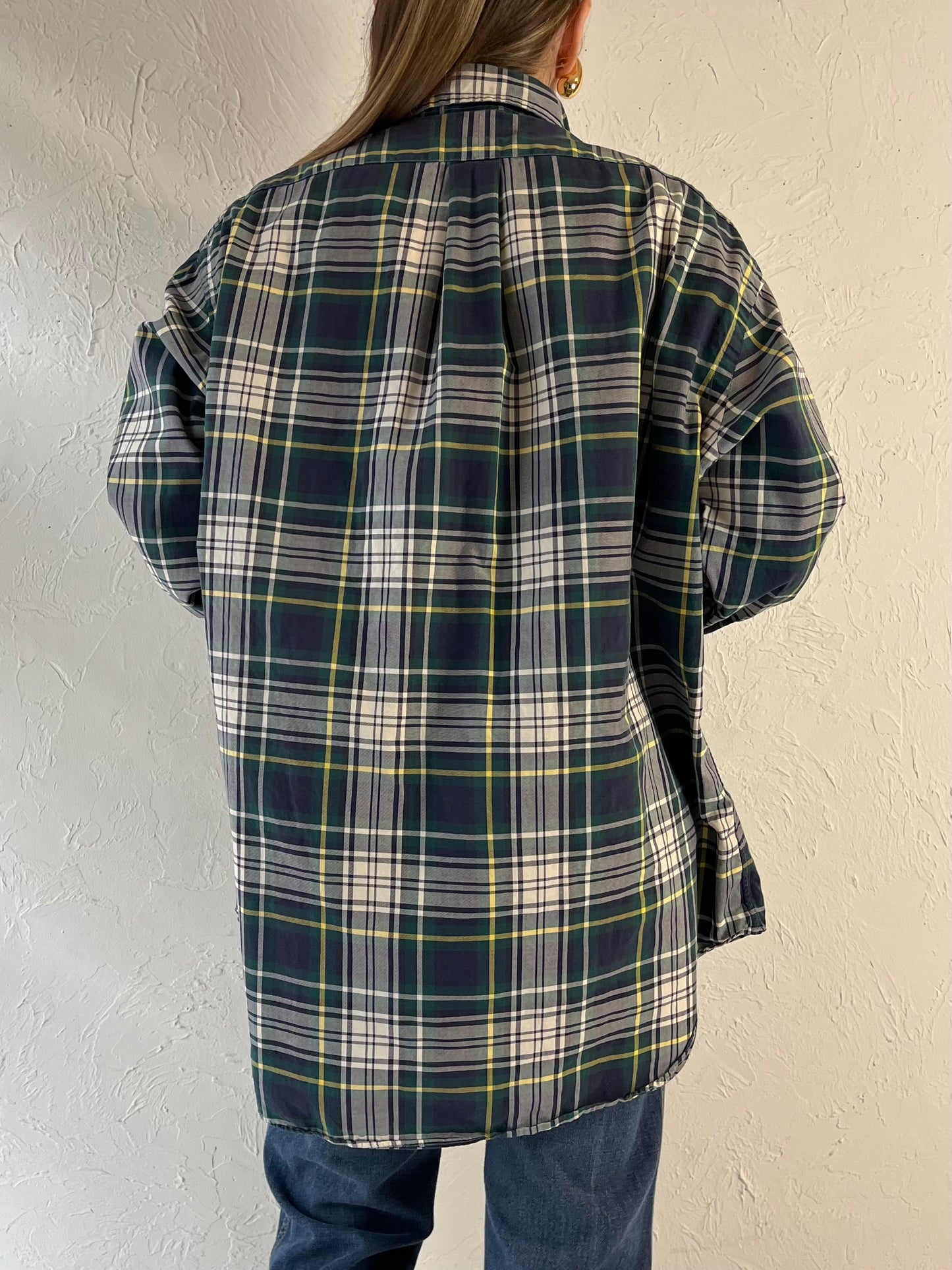 Y2K ‘Ralph Lauren’ Green Plaid Button Up Shirt / Large